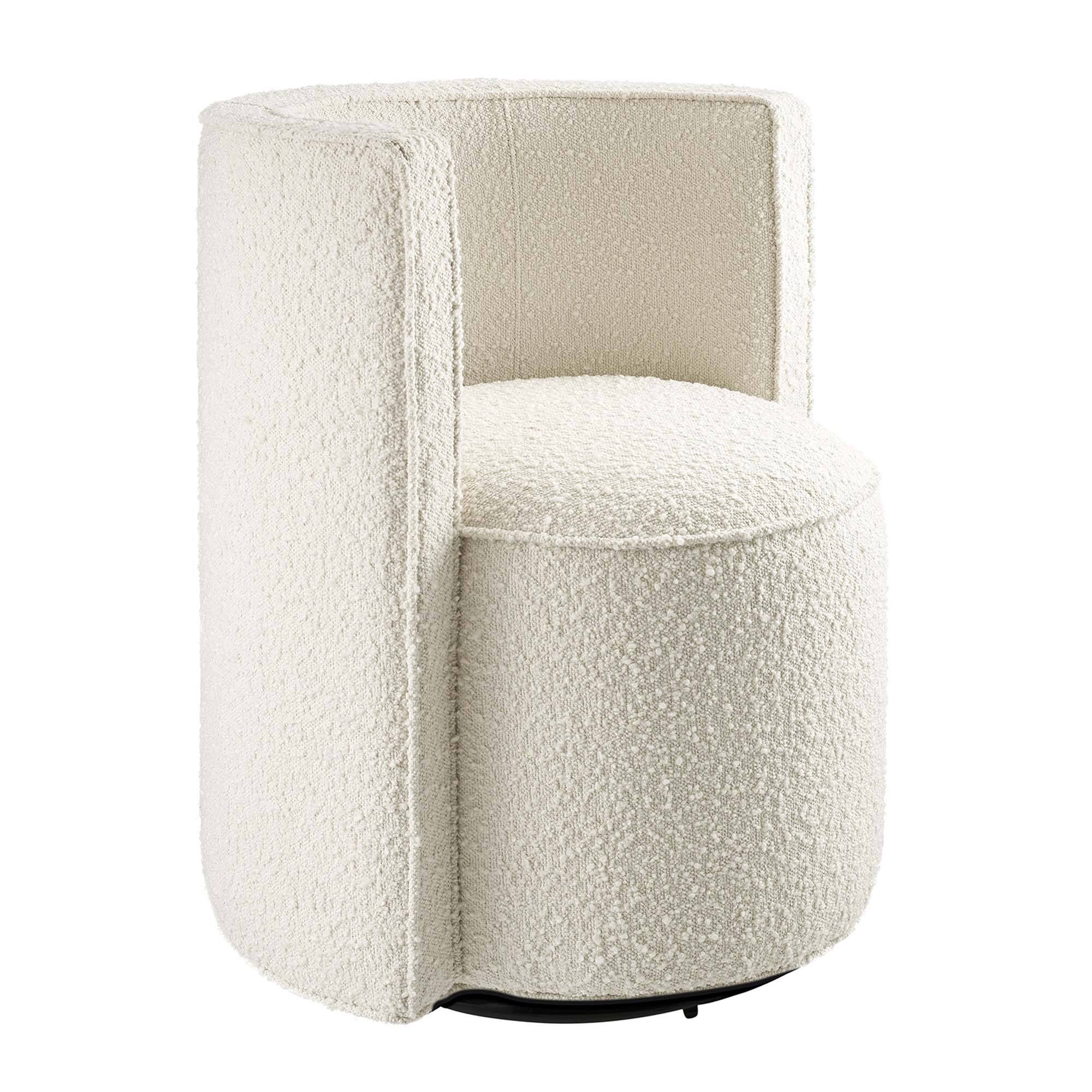 Angle. Modway - Della Boucle Fabric Swivel Chair by Modway - Ivory.