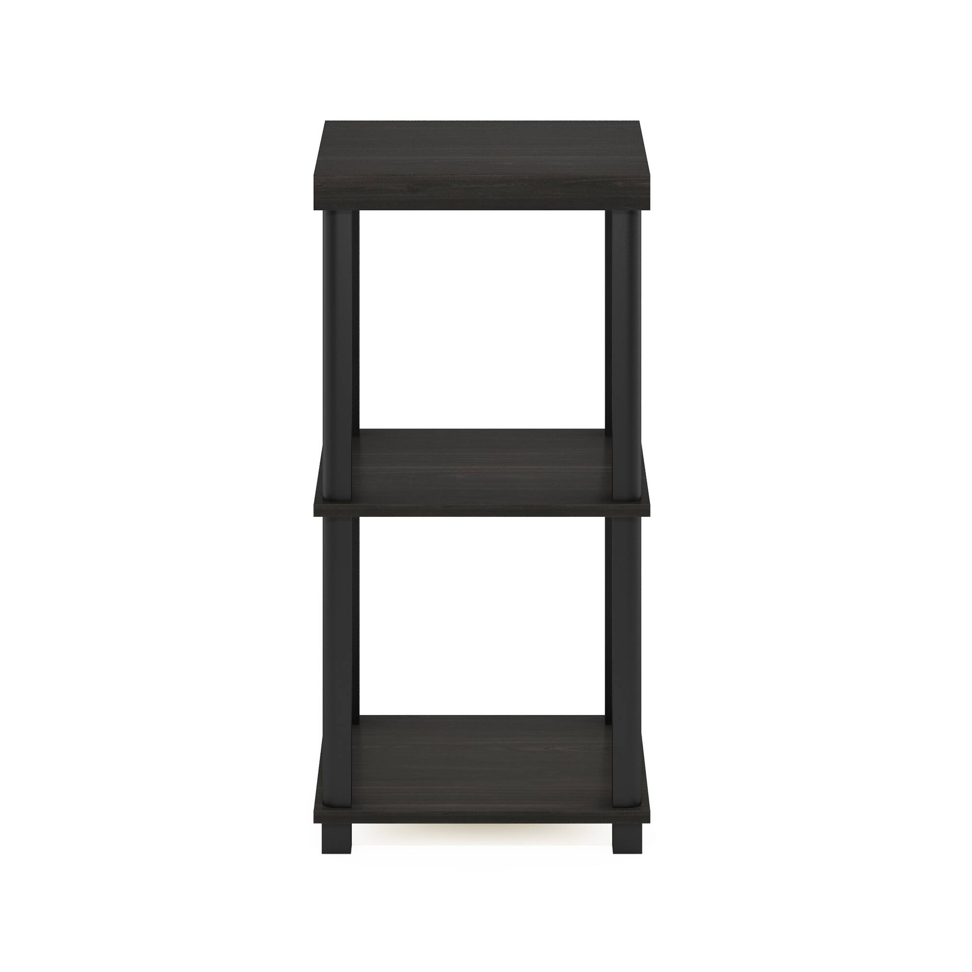Alt View 6. Furinno - TURN-N-TUBE Night Stand, 3-Tier Thick Tabletop Nightstand with Open Shelf, Toolless Assembly Side Table, Bedside Table - Espresso/Black.