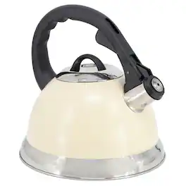 Mr. Coffee - Clarefield 2.4 Quart Stainless Steel Whistling Tea Kettle in White - Cream