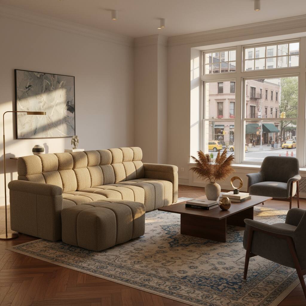 Alt View 8. Homsee - High Back L-Shaped Chenille Sectional Sofa, 4-Seater Couch with Firm Cushion, Modern Comfy Living Room Furniture - Brown.