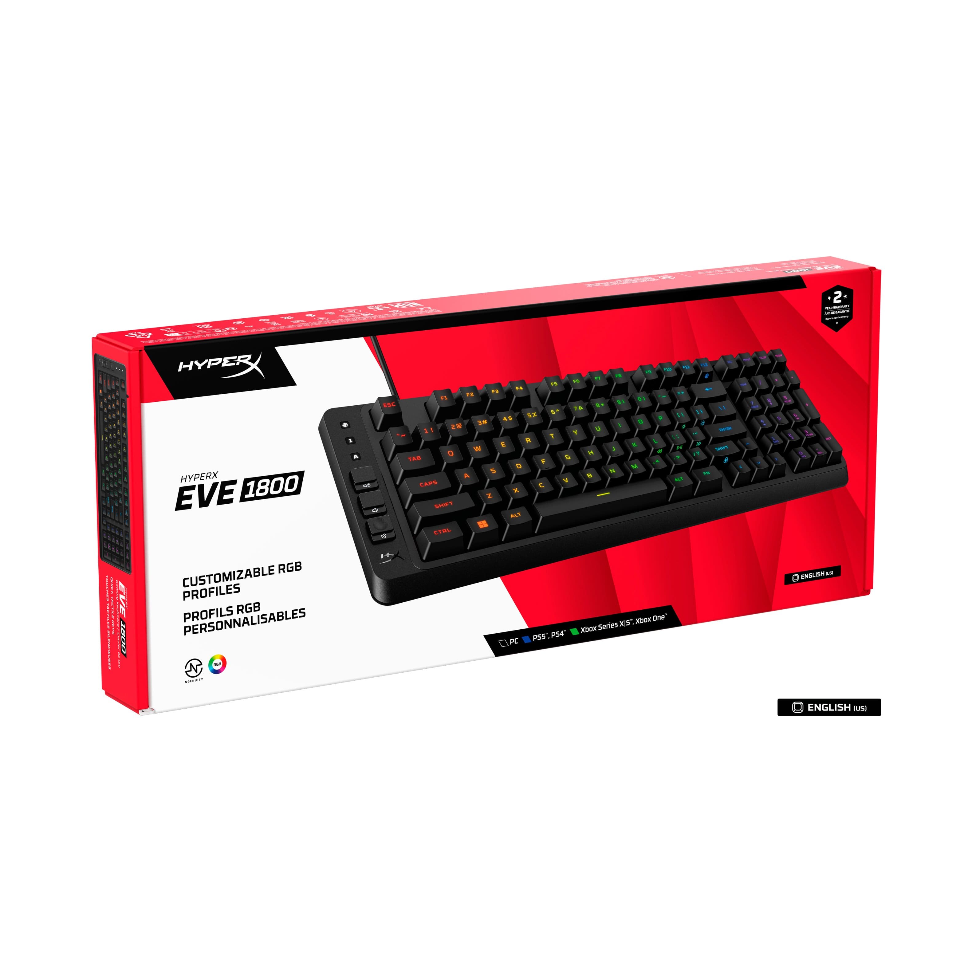 HyperX Eve 1800 Compact Wired Membrane Gaming Keyboard with RGB