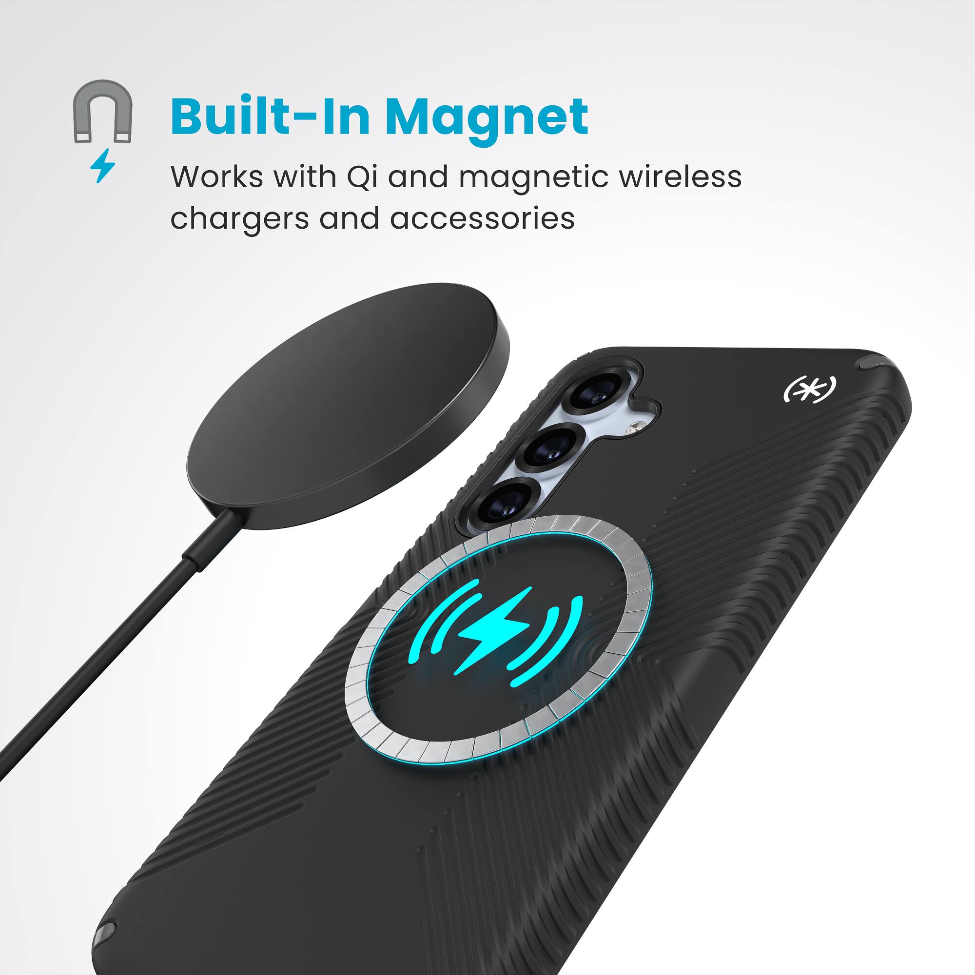 Built-In Magnet: Works with Qi and magnetic wireless chargers and accessories.