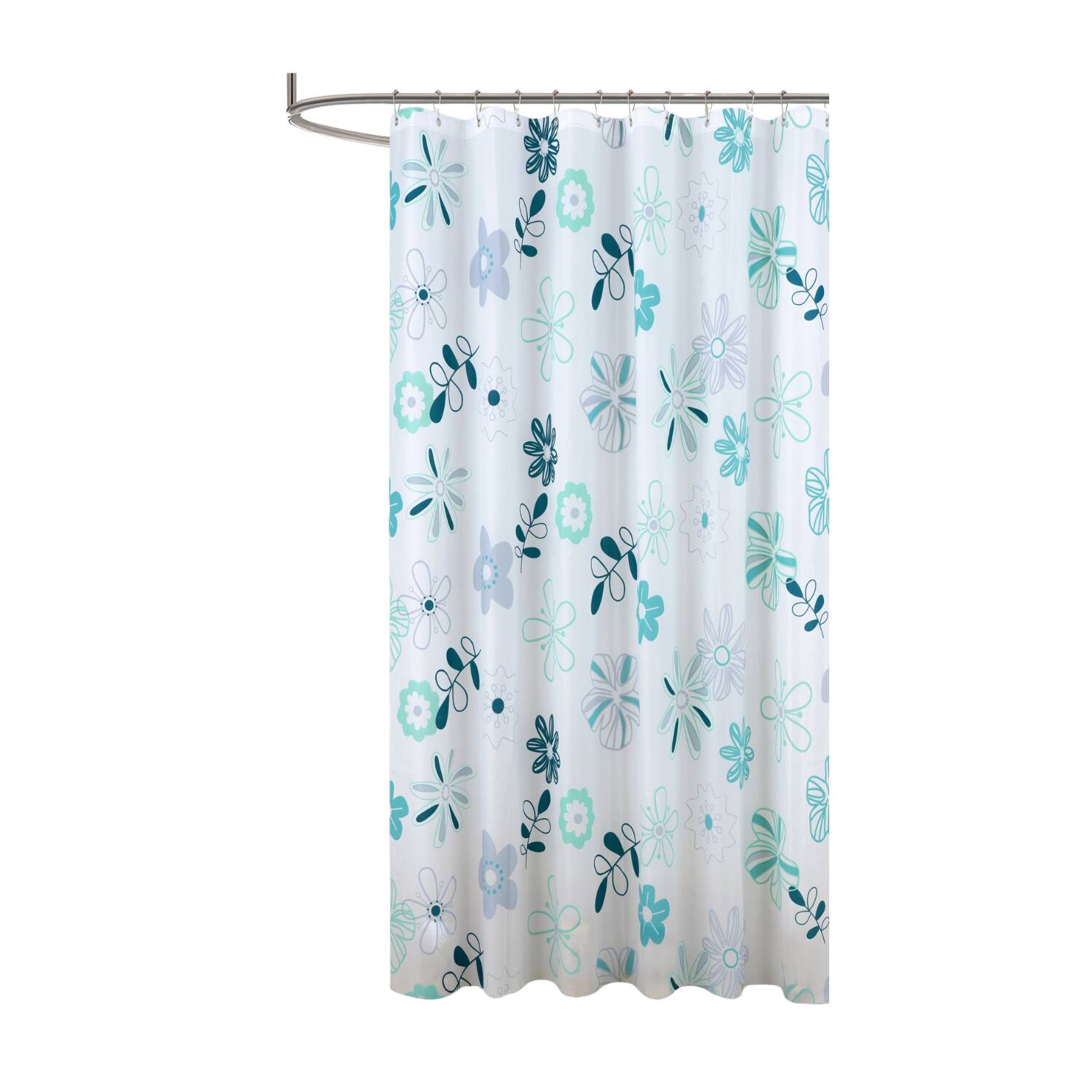 RT Designers Collection - 90GSM Peva Glit Printed Romy Shower Curtain 70" x 72" - Blue