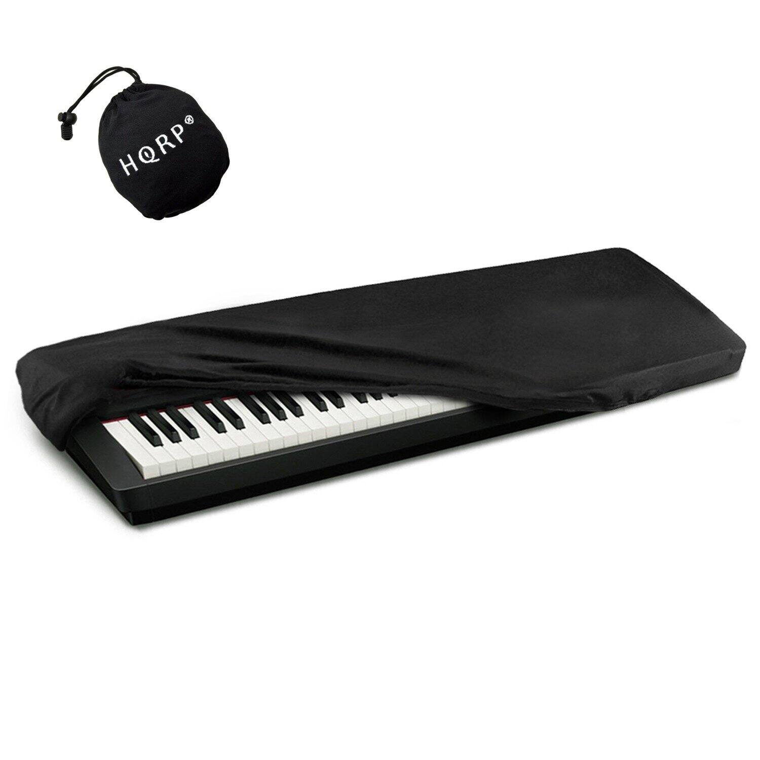 Angle. HQRP - Elastic Keyboard Dust Cover with Storage Bag for Yamaha 61-76 Key Digital Pianos and Synthesizers - Black.