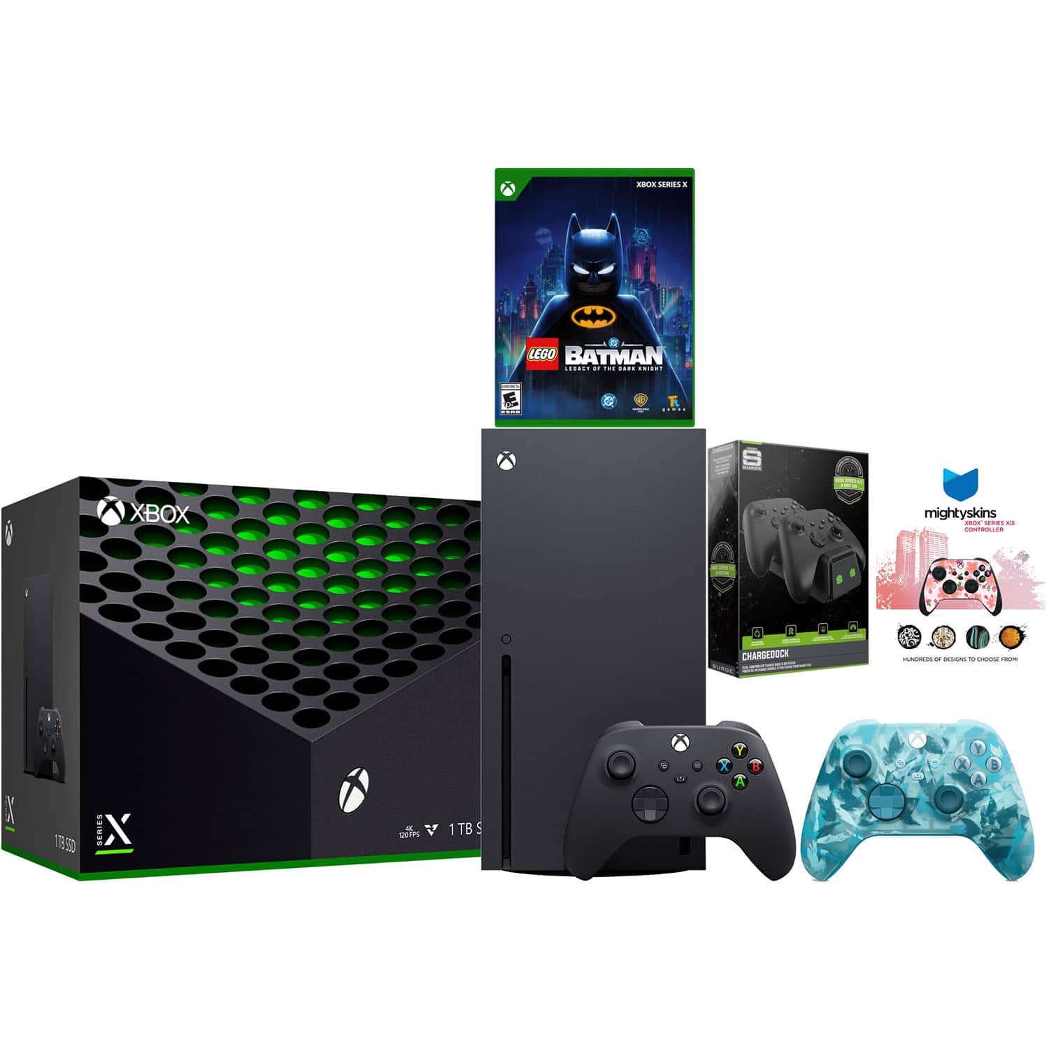 Xbox Series X 1TB Disc Console with Extra Controller, Charge Dock and MightySkins Code Bundle