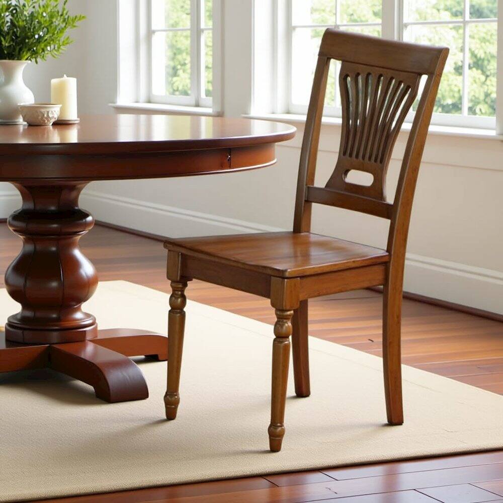 Left. FurniFact - Solid Wood Dining Chairs Set of 2 – Saddle Brown Kitchen Chairs - Saddle Brown.