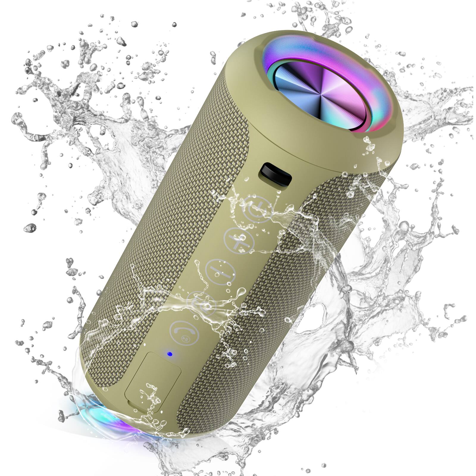 Front. Ortizan - Portable Bluetooth Speaker,IPX7 Waterproof,24W Loud Stereo Sound,Bluetooth 5.3, 30H Playtime,TWS Pairing for Home,Party - Kakki.