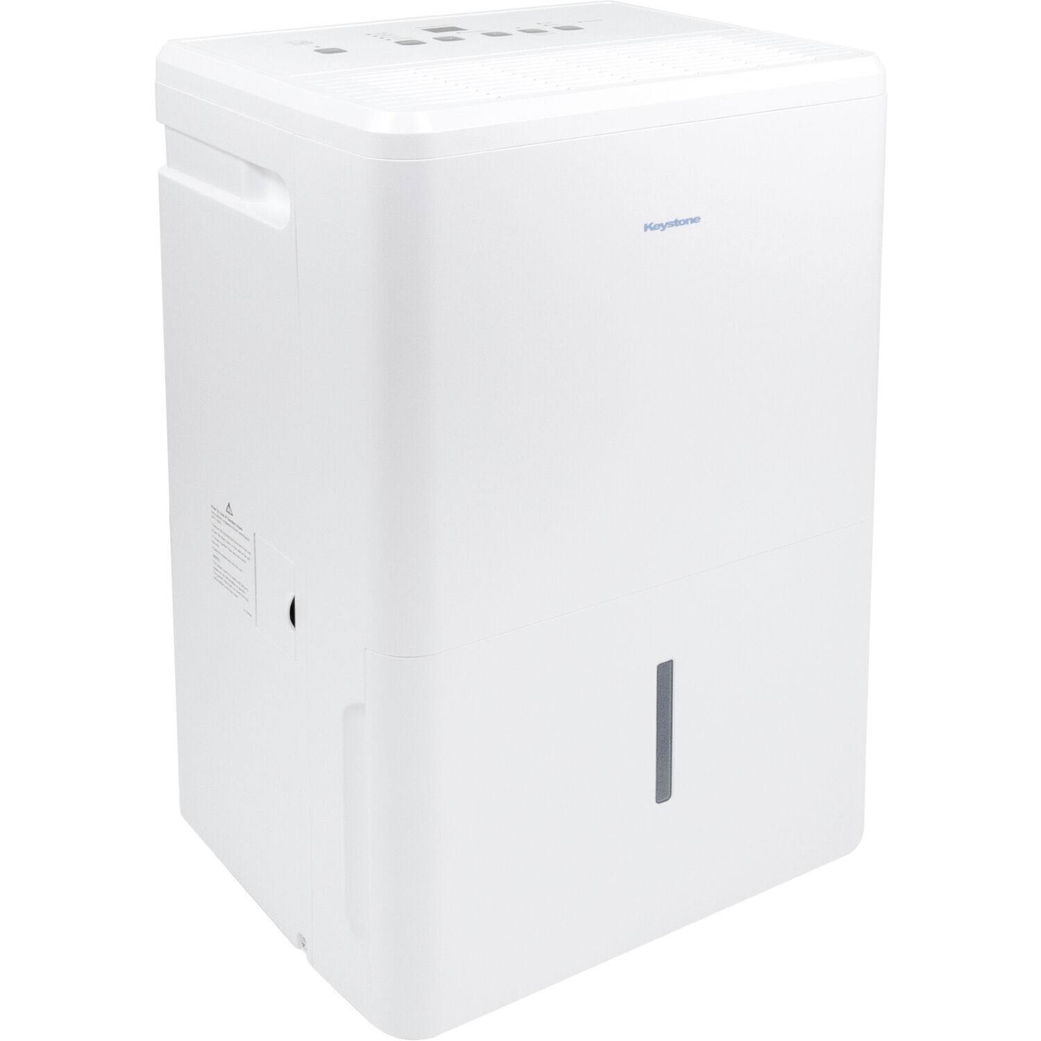 Front. Keystone - 50-Pint Portable Dehumidifier - White.