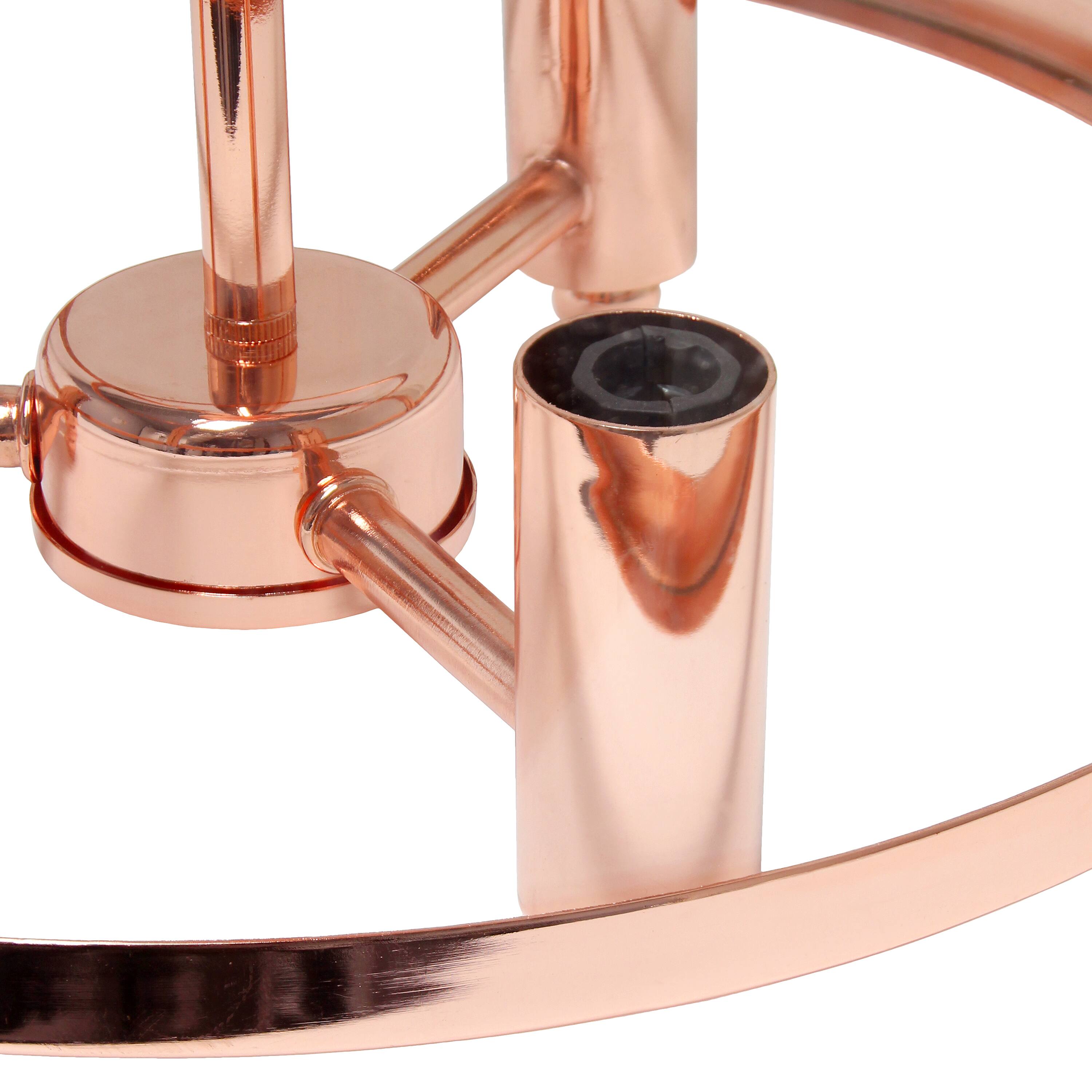 Alt View 16. Lalia Home - 3 Light Semi-flushmount Glass and Metallic Accented - Rose gold.