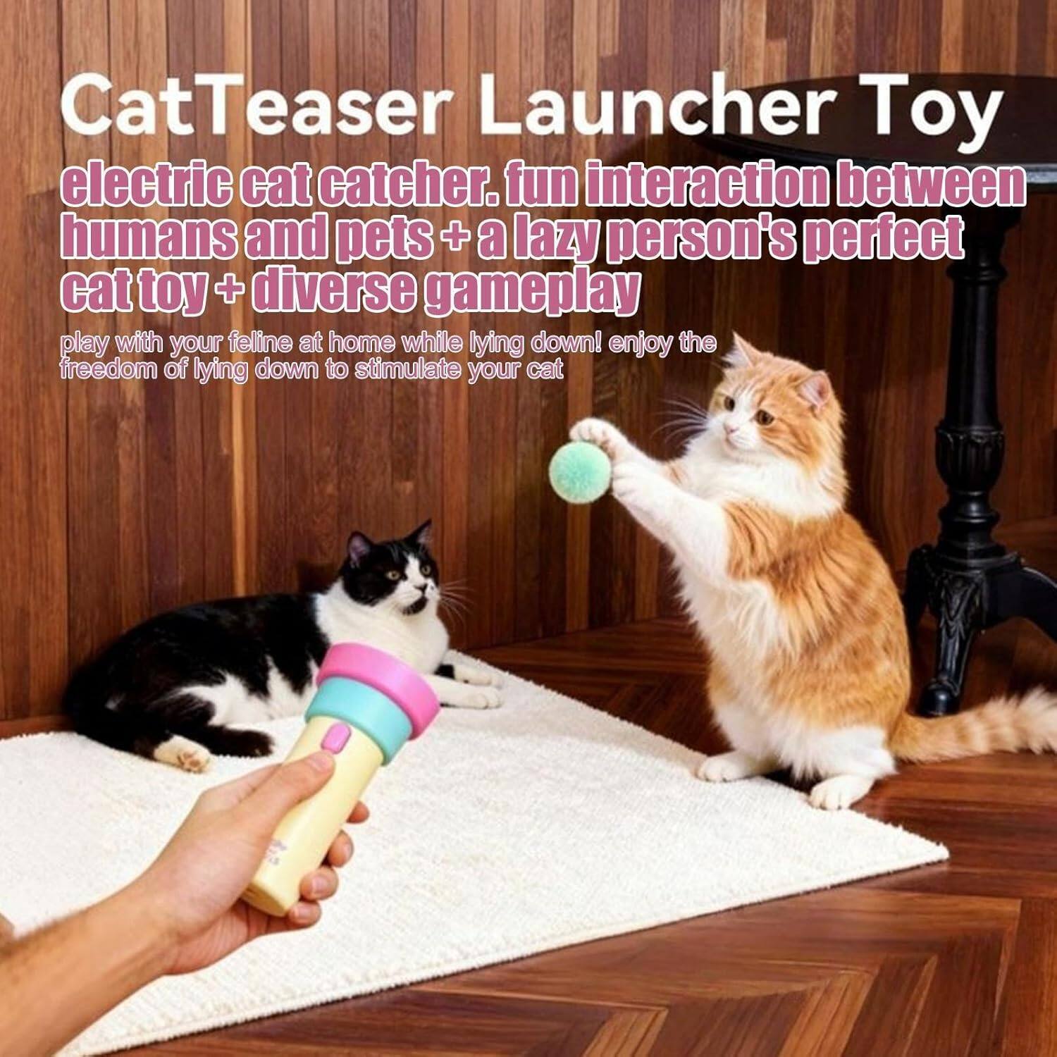 CatTeaser Launcher Toy  
electric cat catcher. fun interaction between humans and pets + a lazy person's perfect cat toy + diverse gameplay  
play with your feline at home while lying down! enjoy the freedom of lying down to stimulate your cat