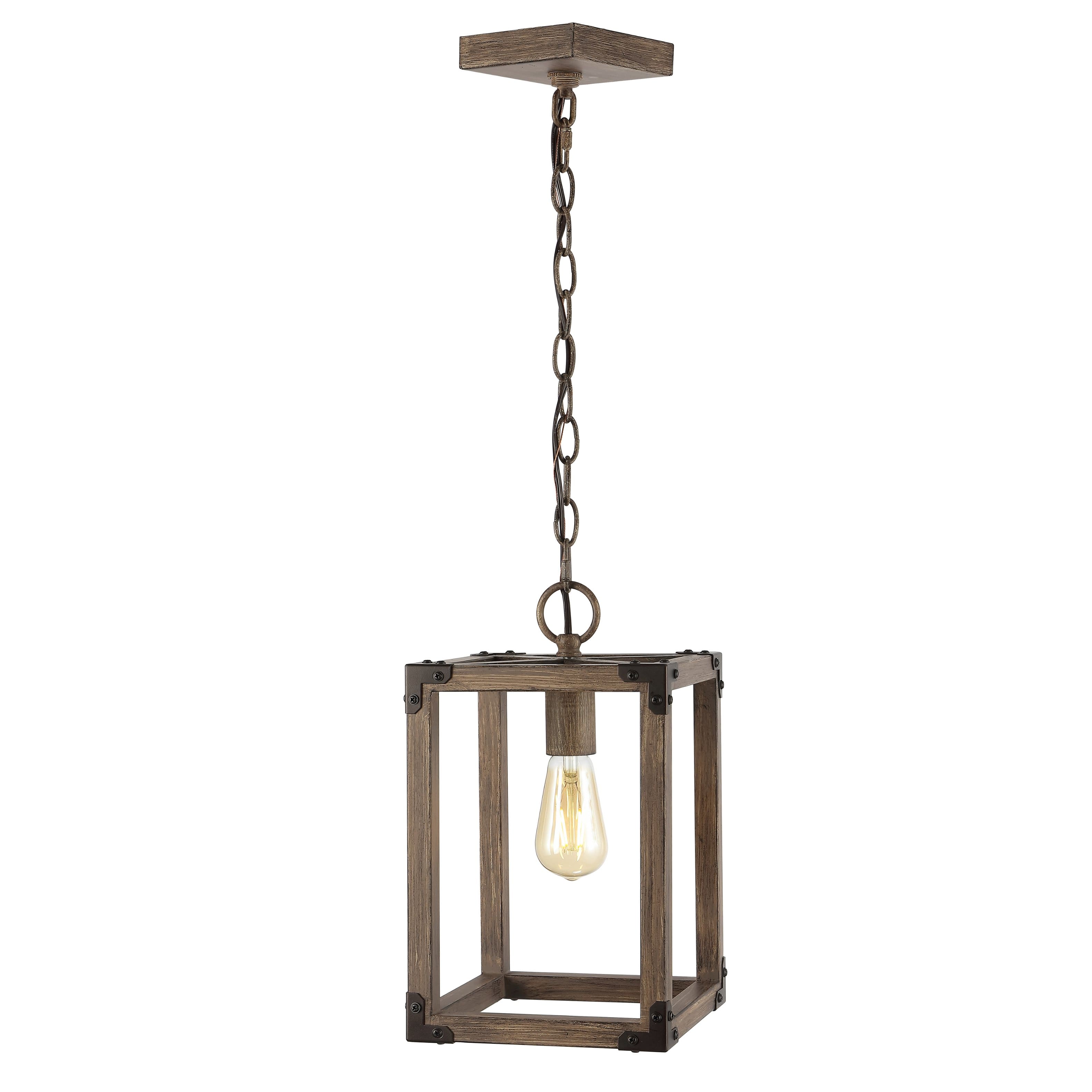 "Jonathan Y - Magnolia 8.13"" Adjustable Iron Rustic Farmhouse LED Pendant - Brown" price history on PriceWatchPro