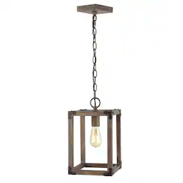 Jonathan Y - Magnolia 8.13" Adjustable Iron Rustic Farmhouse LED Pendant - Brown