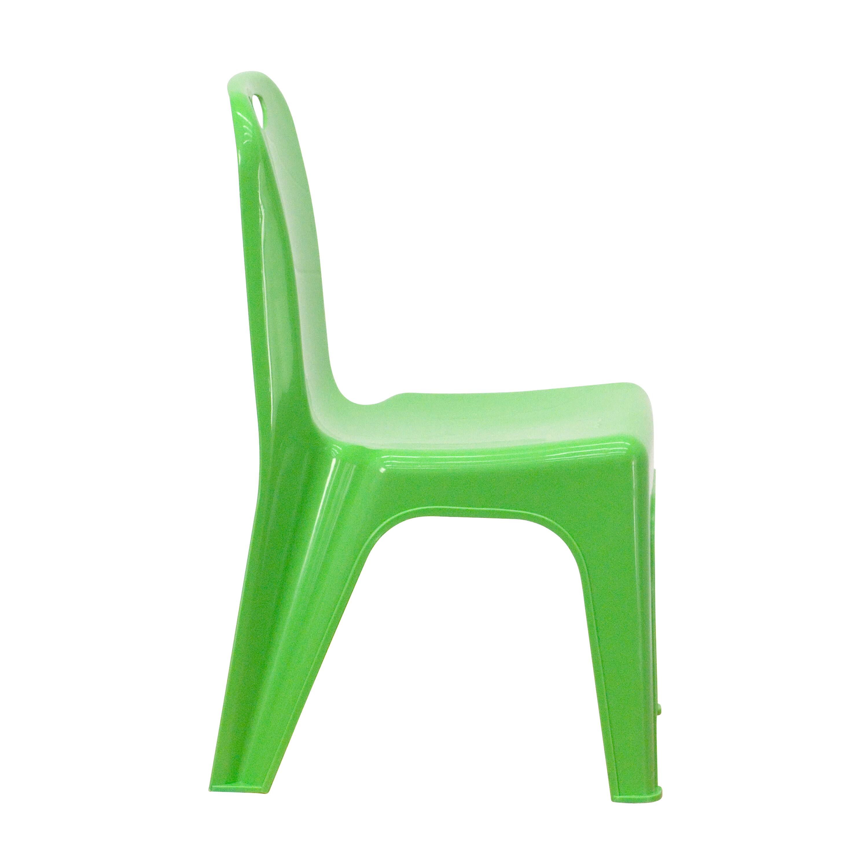Alt View 7. Emma + Oliver - 2 Pack Plastic Stackable School Chair with Carrying Handle and 11"H Seat - Green.