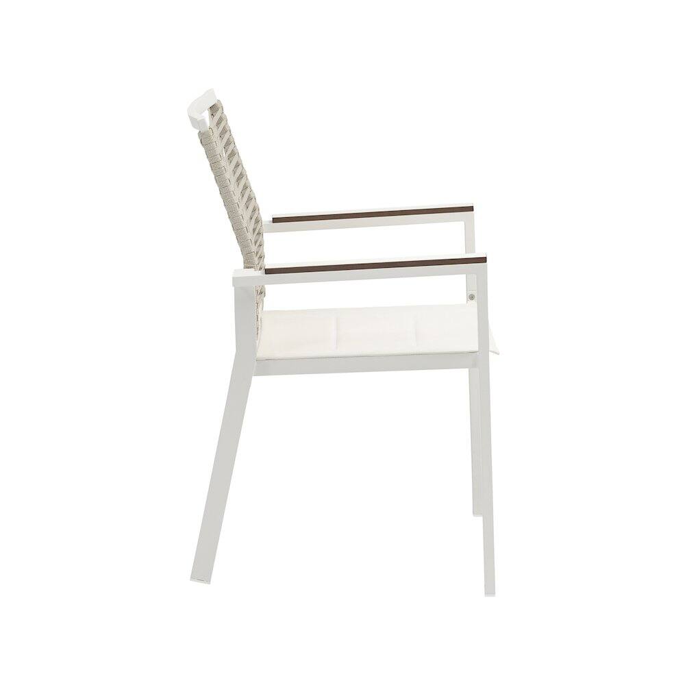 Back. Meridian Furniture - Maldives Beige Rope Fabric Outdoor Patio Dining Arm Chair, Set of 2 - Beige Rope Fabric.