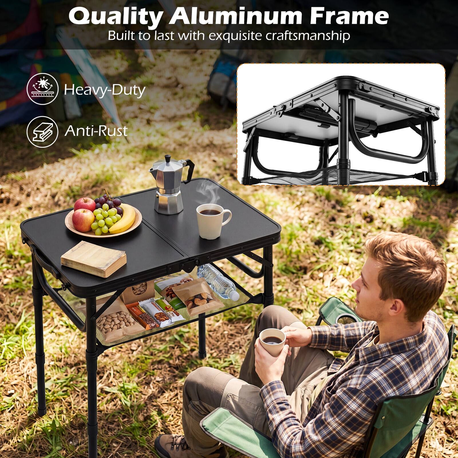 Quality Aluminum Frame  
Built to last with exquisite craftsmanship  
Heavy-Duty  
Anti-Rust