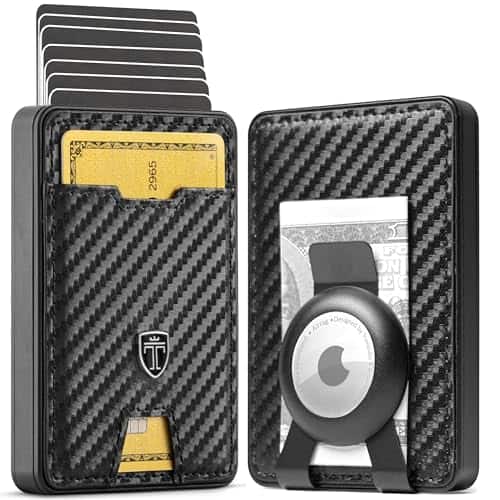 Vulpecula Spade - Swype Slim Wallet for Men Metal RFID Blocking Mens Wallet Card Case (With AirTag* Pocket) - Carbon