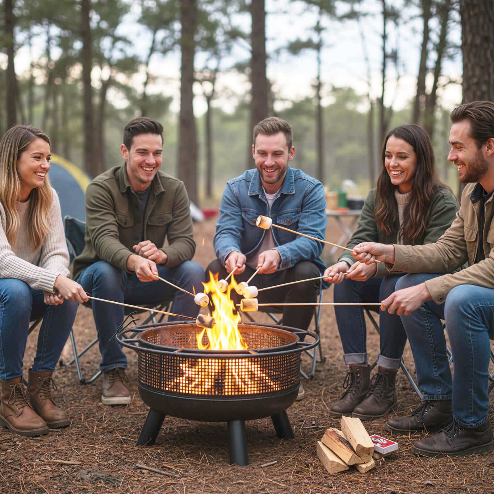 Alt View 5. Costway - Costway 24" Heavy-Duty Wood Burning Fire Pit with Spark Screen, Poker, Log Grate for Patio - Black.
