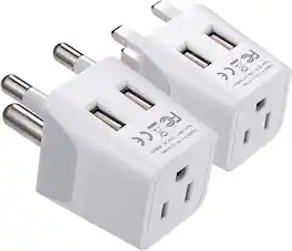 Ceptics - South Africa Travel Plug Set - with 2 USB + USA Socket Input - Type M and Type G - Ultra Compact - White