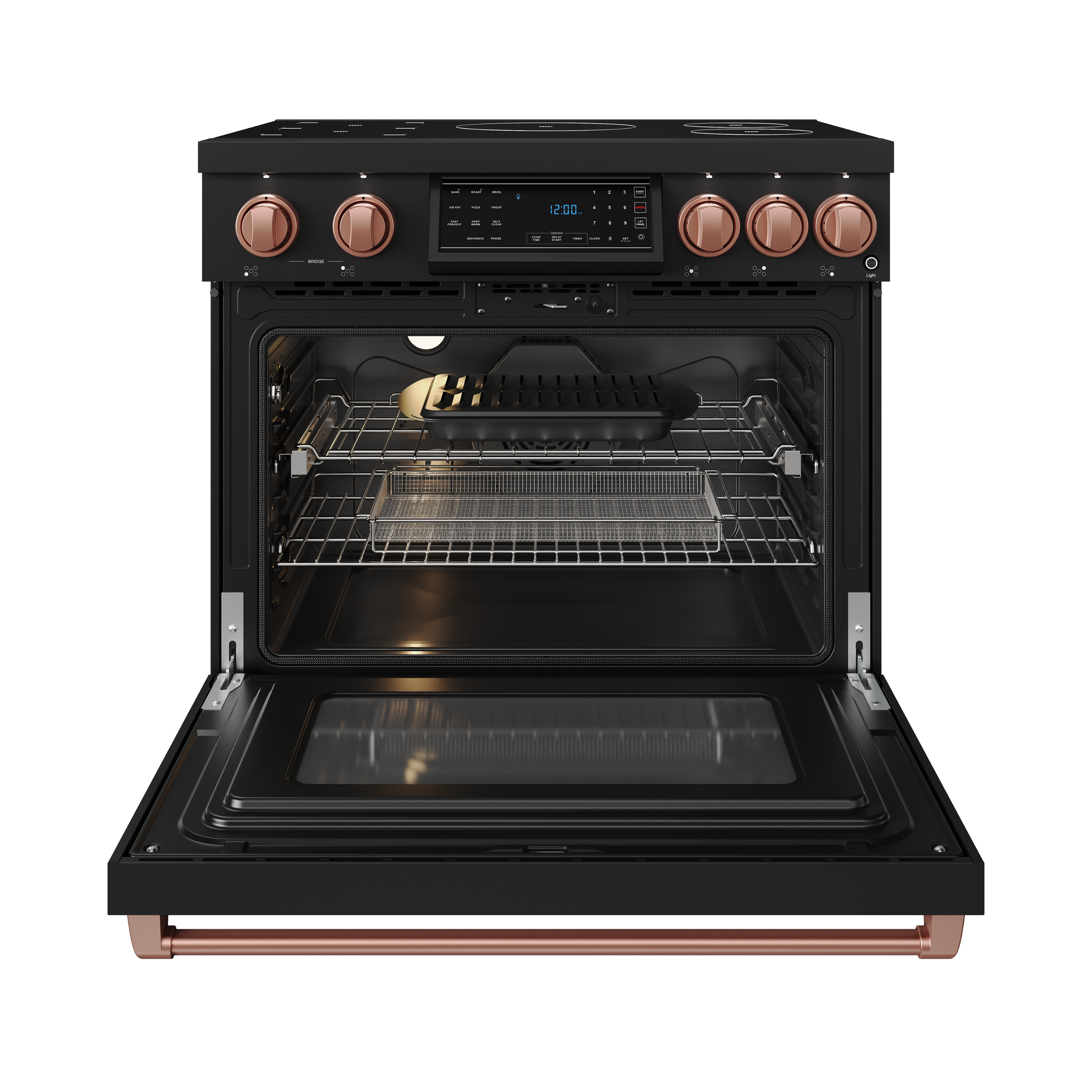 Alt View 1. Thor Kitchen - Gordon Ramsay Series by Thor Kitchen 6.0 Cu. Ft Freestanding Induction Range with Rose Gold Hardware - Matte Black.