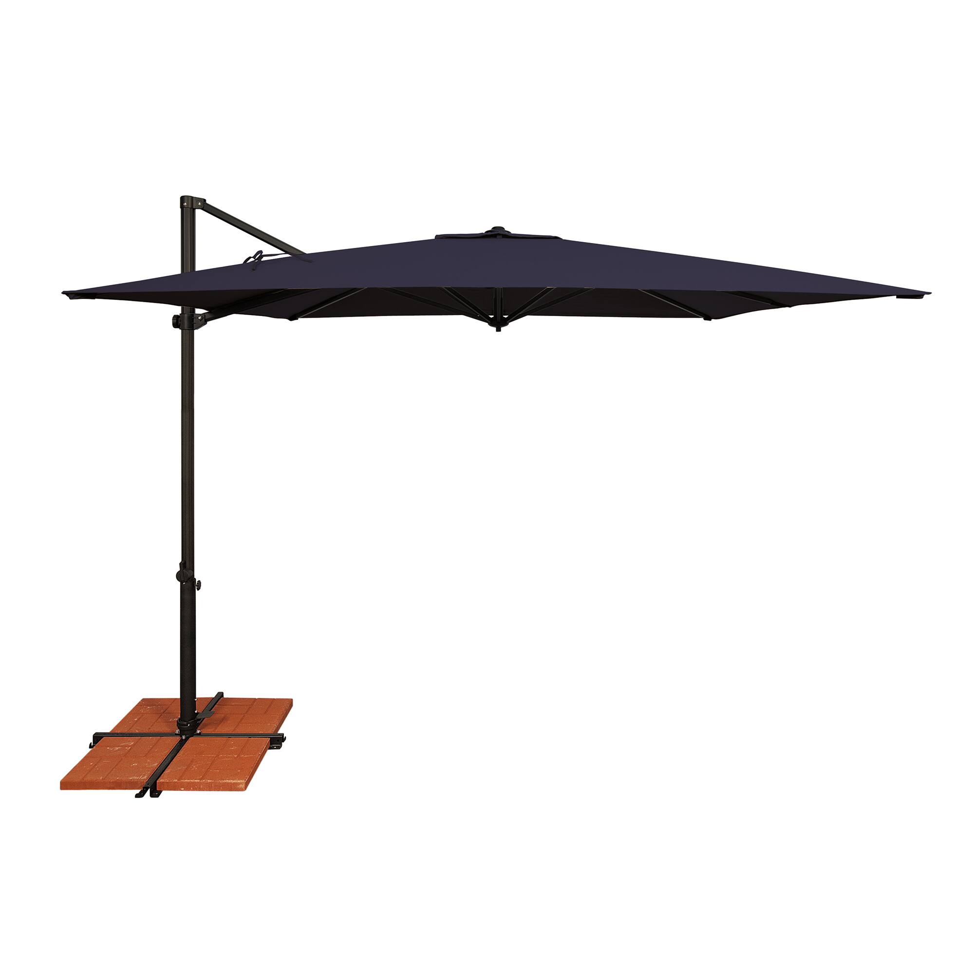 Mondawe - 8.6' Square Cantilever Patio Umbrella Black Frame with Cross Bar Stand - Navy