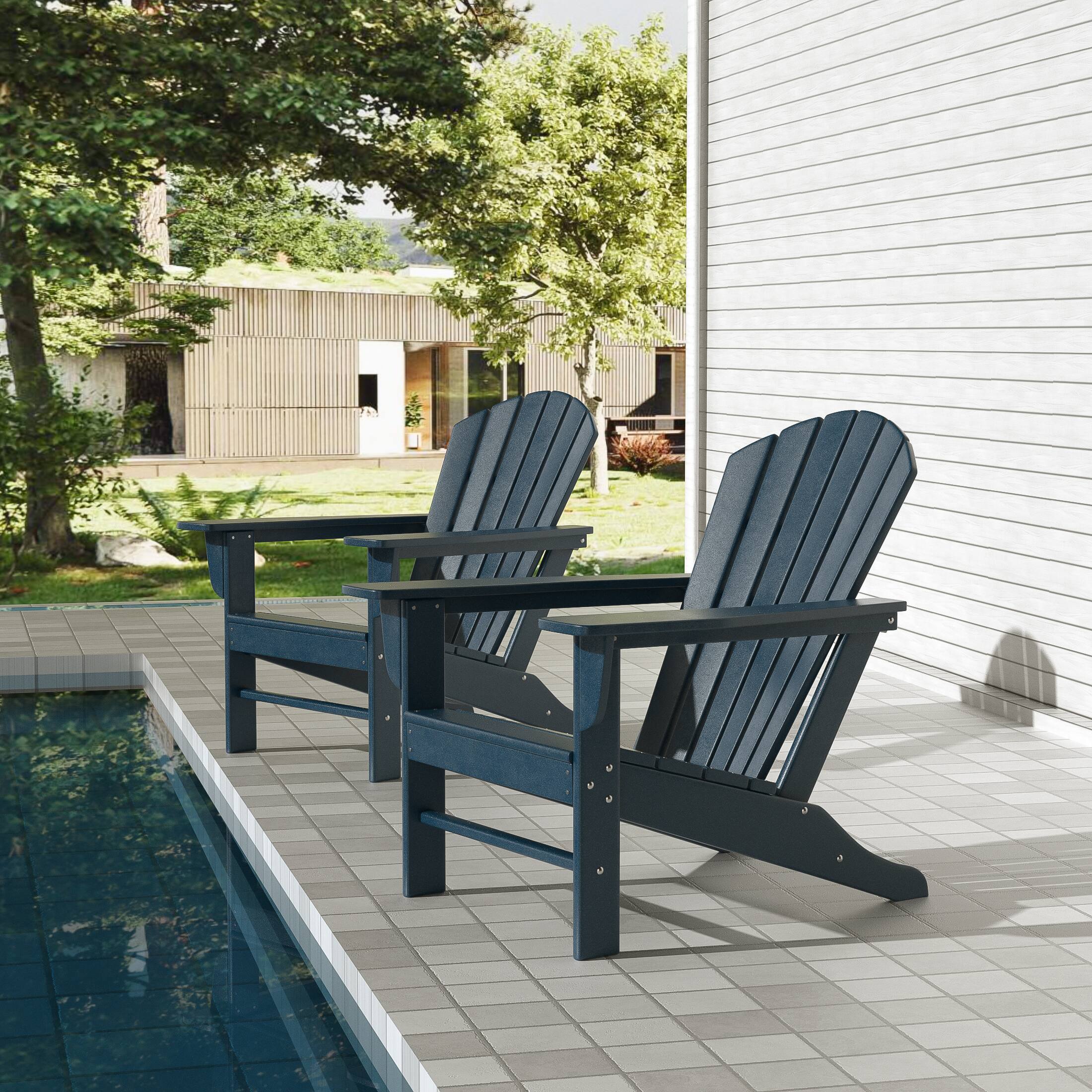 Angle. WestinTrends - WestinTrends Dylan Outdoor Adirondack Chair (Set of 2) - Navy Blue.