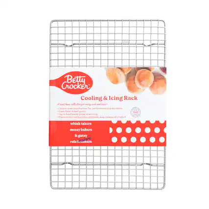 Betty Crocker Cooling & Icing Rack
A must-have collection for every cook and baker!
Carbon steel construction for performance and durability
Cools fresh baked goods
Use to hold baked goods when icing
Premium non-stick coating promotes easy release of product
whisk takers
messy bakers
& gutsy rule breakers