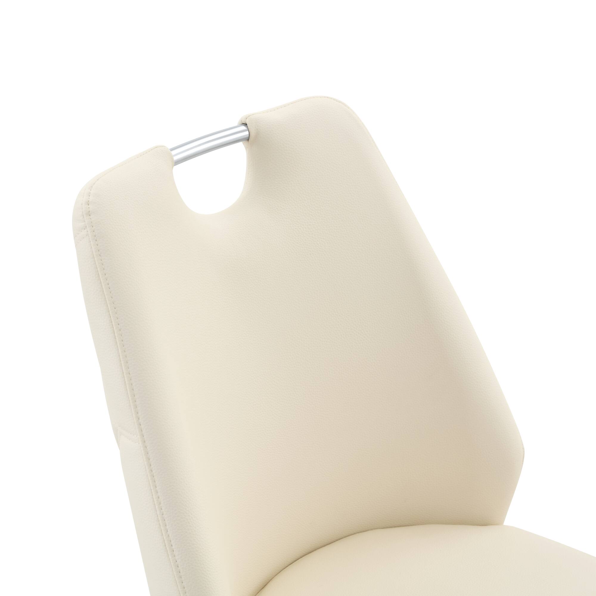 Alt View 7. GOODSILO - Set of 4 Modern Faux Leather Dining Chairs with Gold Mesh Texture and Chrome Accents - Off White.