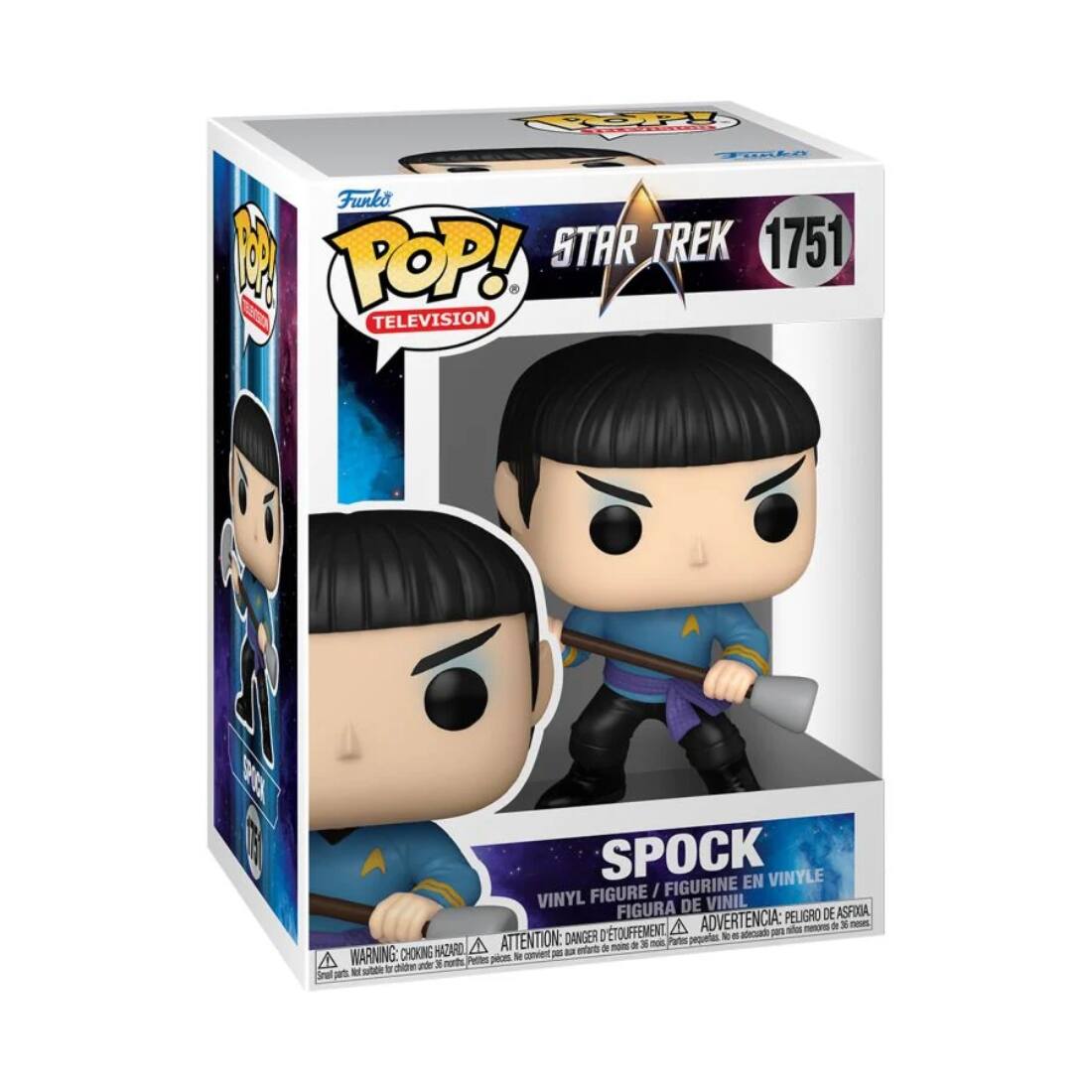 Funko POP!  
TELEVISION  

STAR TREK  
1751  

SPOCK  
VINYL FIGURE / FIGURINE EN VINYLE / FIGURA DE VINIL  

WARNING: CHOKING HAZARD - Small parts. Not for children under 3 years.  
ATTENTION: PEU D'ASPIRATION - Petite pièce. Ne convient pas aux enfants de moins de 3 ans.  
ADVERTENCIA: PELIGRO DE ASPIRACIÓN - Pequeñas piezas. No es adecuado para menores de 3 años.