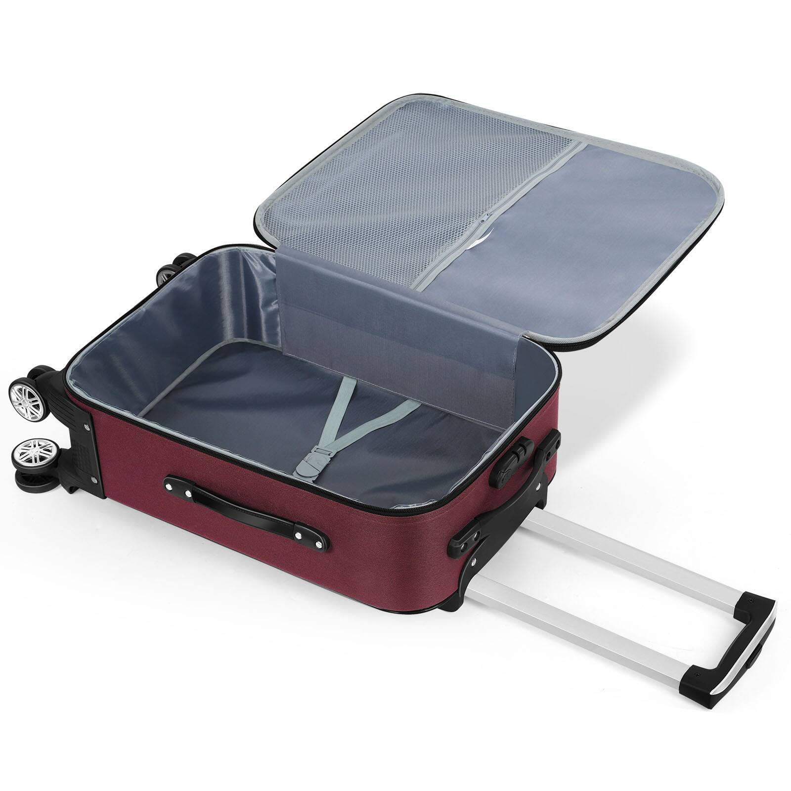 Alt View 2. Oumilen - 20 Inch Red Oxford Softside Carry On – Lightweight Suitcase with 3-Digit Lock & Silent Spinner Wheels - Red.