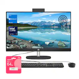HP - 27" FHD Touchscreen Intel Ultra 7 AI All-in-One - Intel Ultra 7 155U - 64GB RAM - 1TB SSD - ADATA 64GB USB Flash Drive - Black
