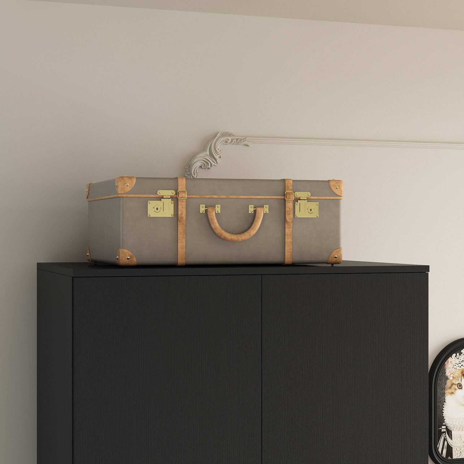 Alt View 4. FUFU&GAGA - Modern Minimalist Wardrobe – A Practical Blend of Storage Functionality and Space Aesthetics - Black.