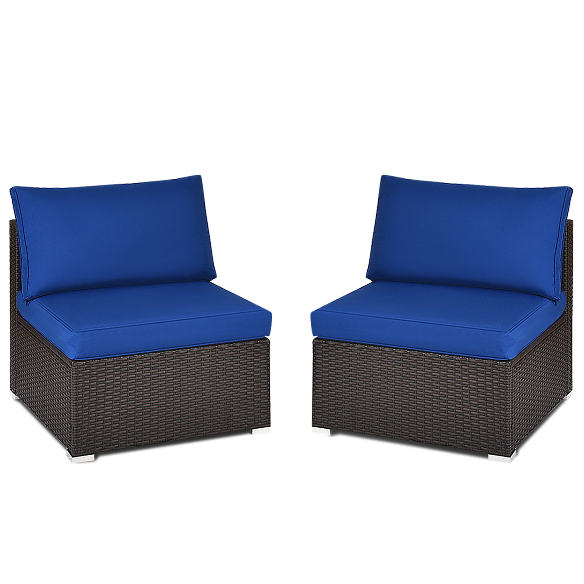 Alt View 1. Gymax - Gymax 2PCS Patio Sectional Armless Sofas Rattan Furniture Set Outdoor w/ Cushions - as pic.