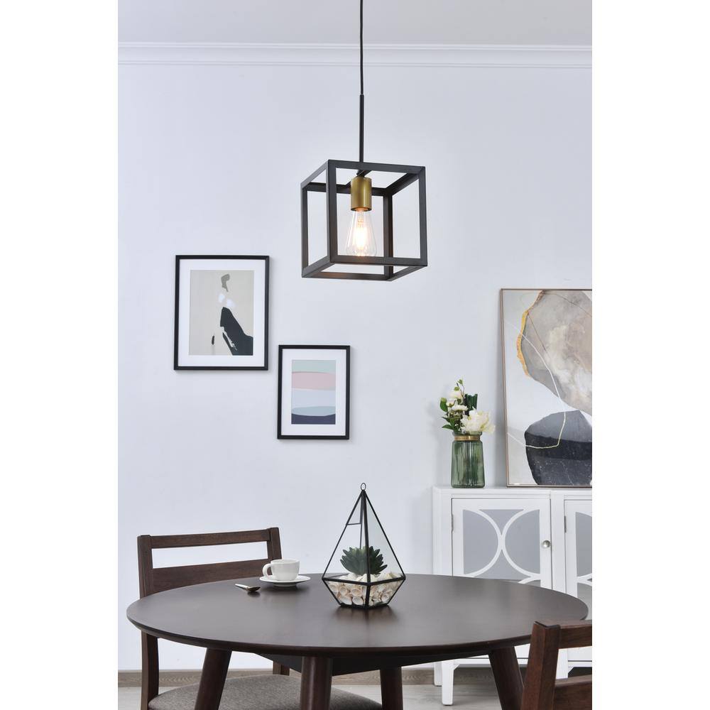 Angle. Living District - Resolute 1 light brass and black Pendant - Brass And Black.