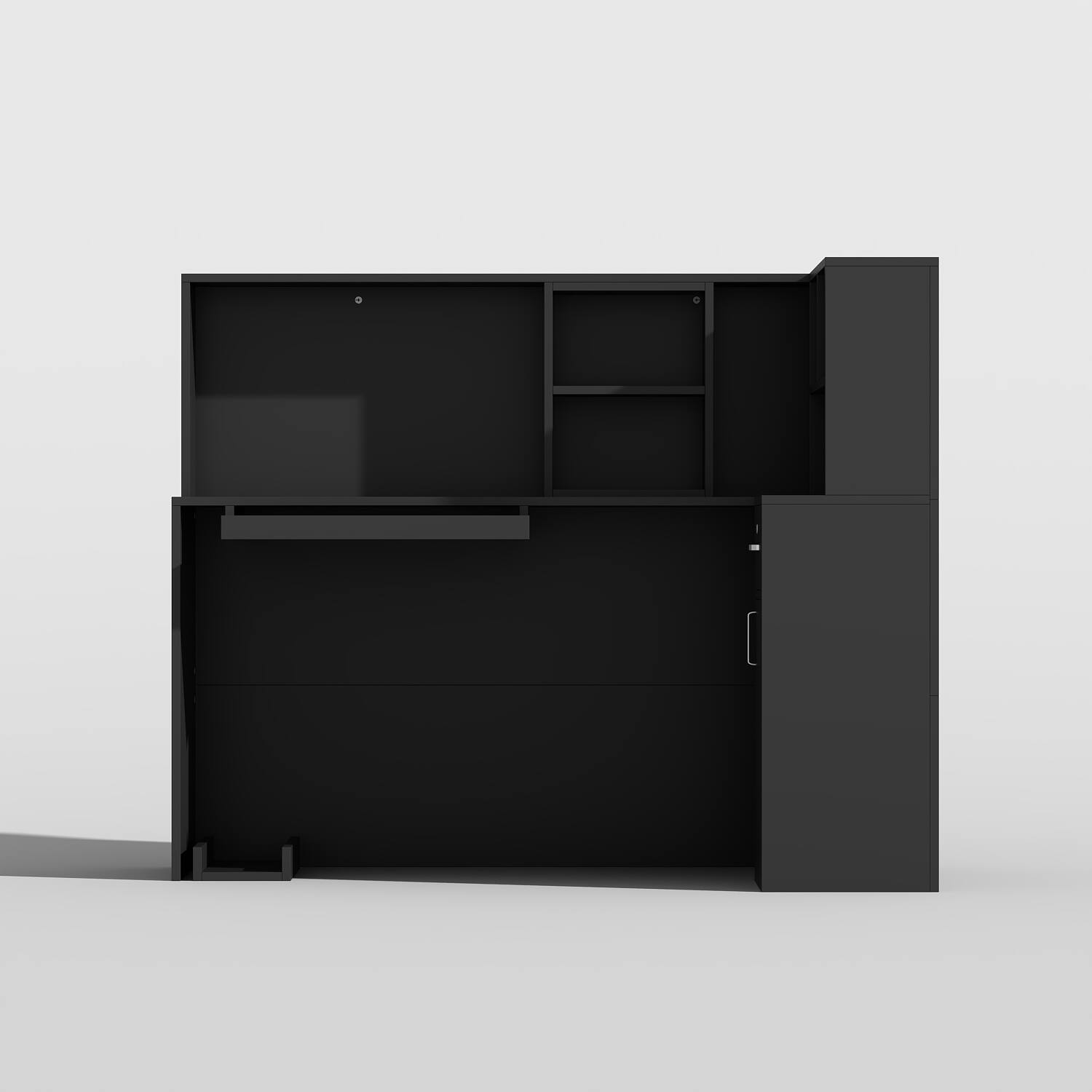 Angle. Famapy - Famapy Modern Office Reception Desk: Functional Storage, Sleek Design for Workspaces - Black.