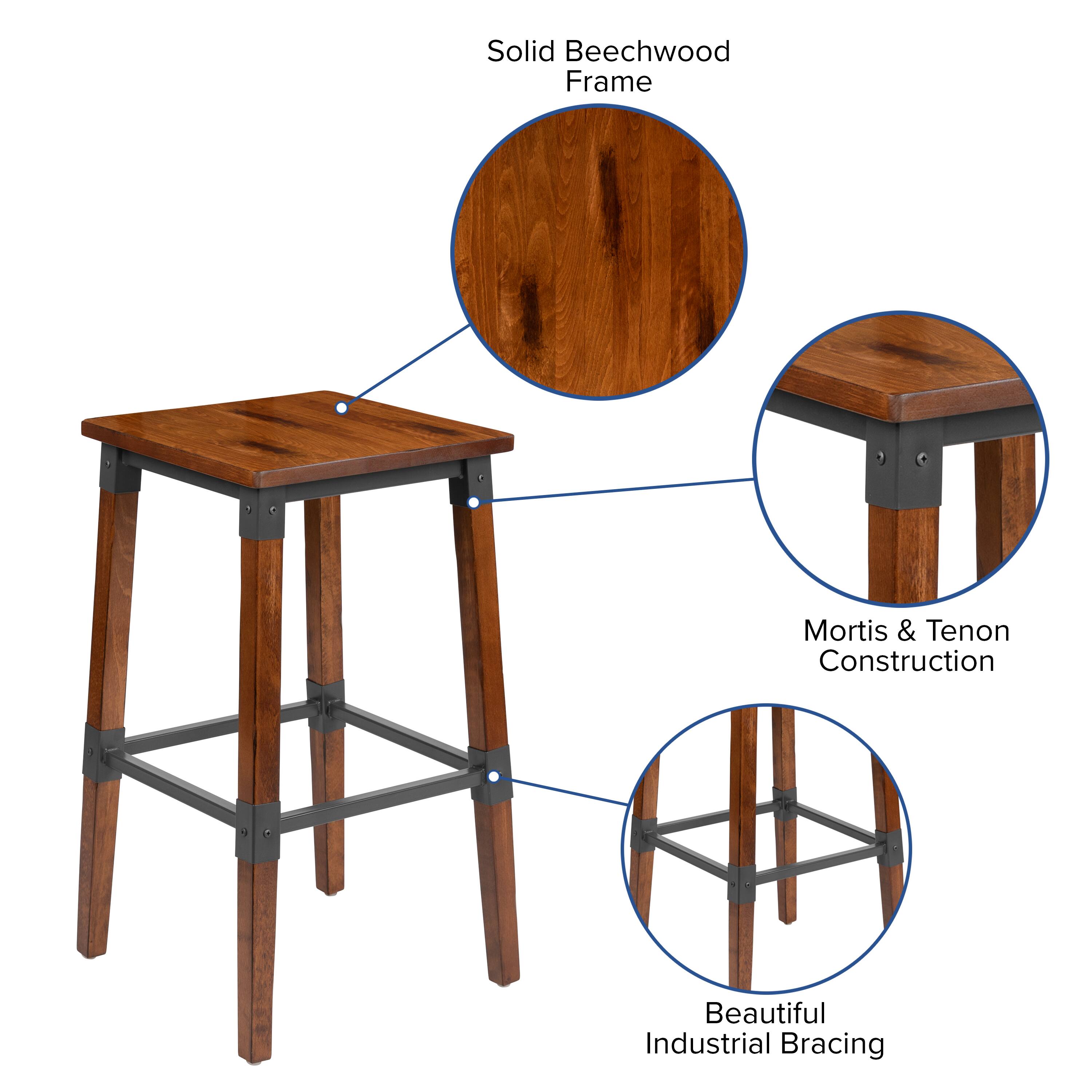 Solid Beechwood Frame  
Mortis & Tenon Construction  
Beautiful Industrial Bracing