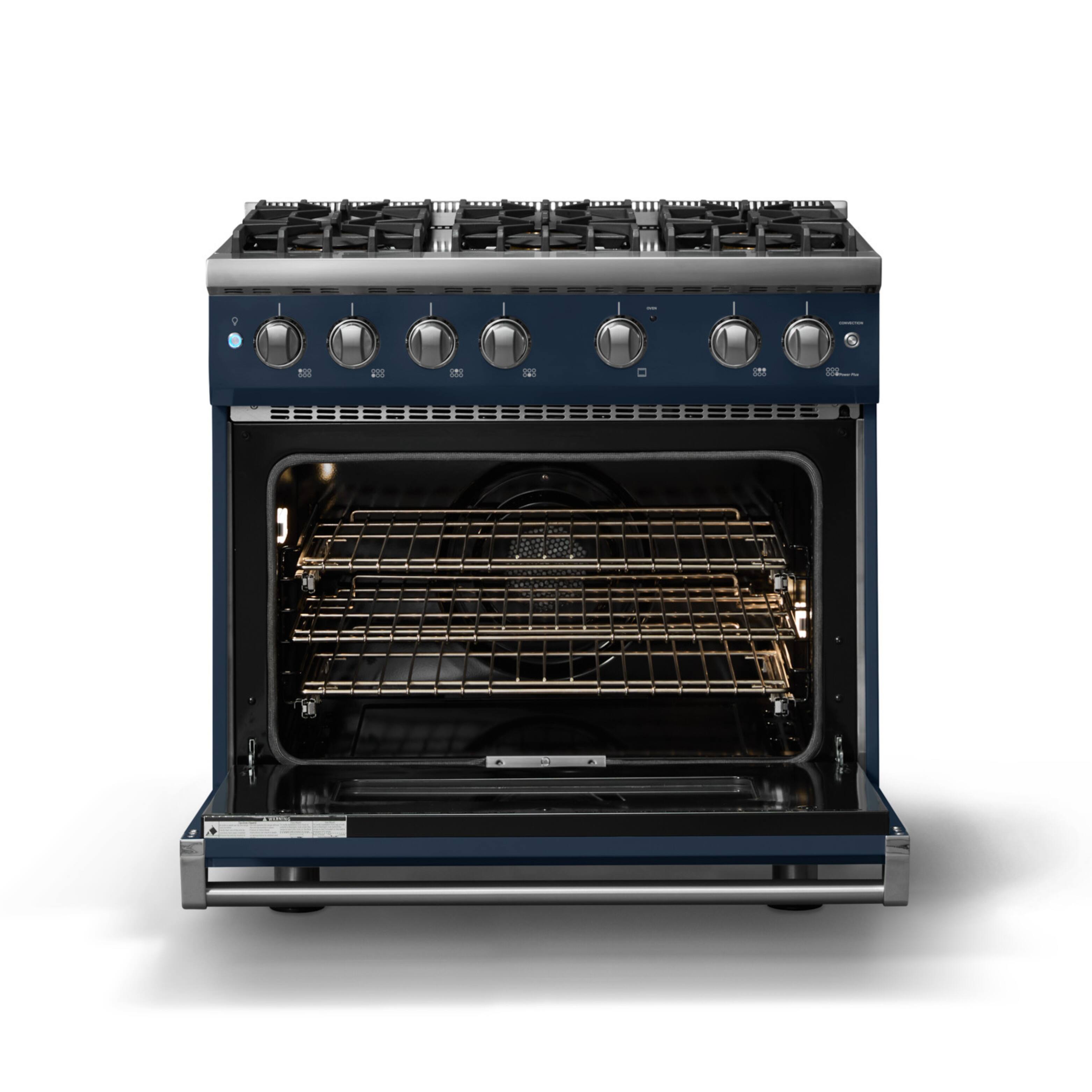 Alt View 2. Viking - 36"W. 5.1 Cu. Ft. Freestanding Manual Clean Sealed 6 Burner Gas Convection Range - Blue - Slate Blue.