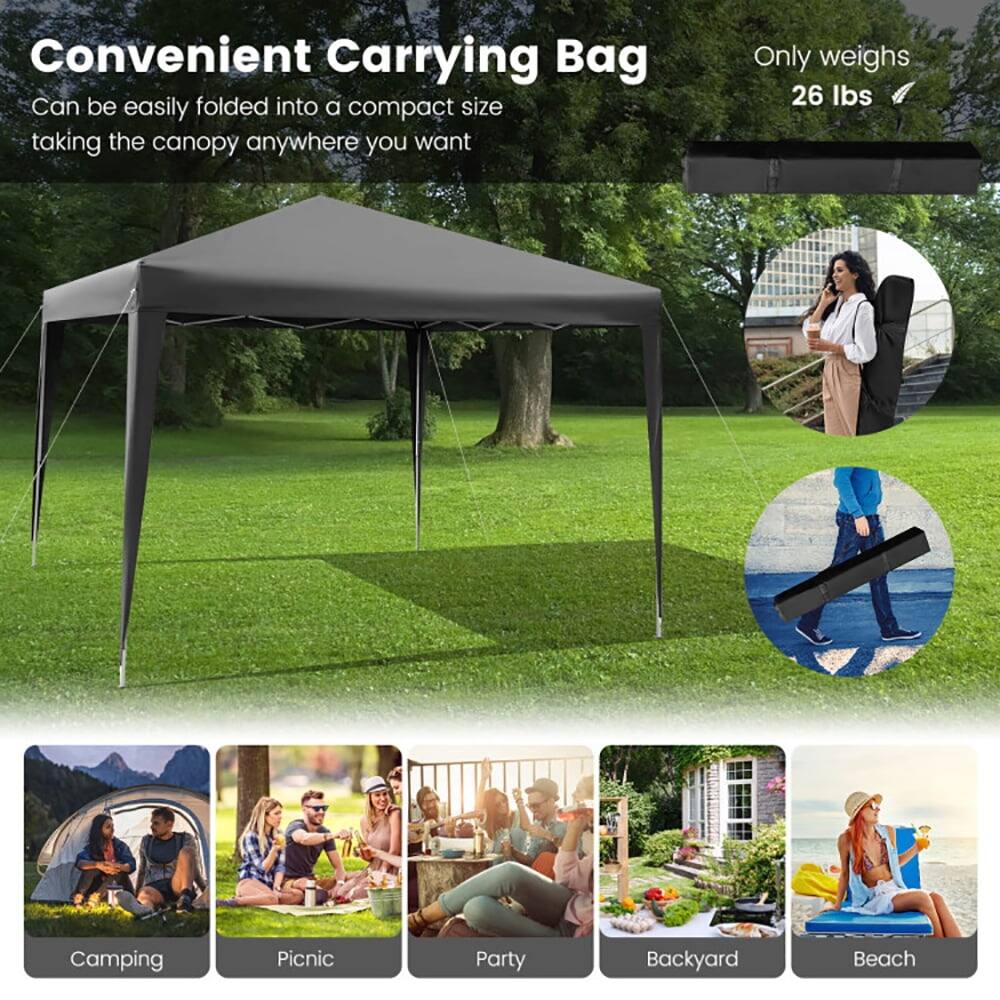 Convenient Carrying Bag  
Can be easily folded into a compact size, taking the canopy anywhere you want  
Only weighs 26 lbs  

Camping  
Picnic  
Party  
Backyard  
Beach