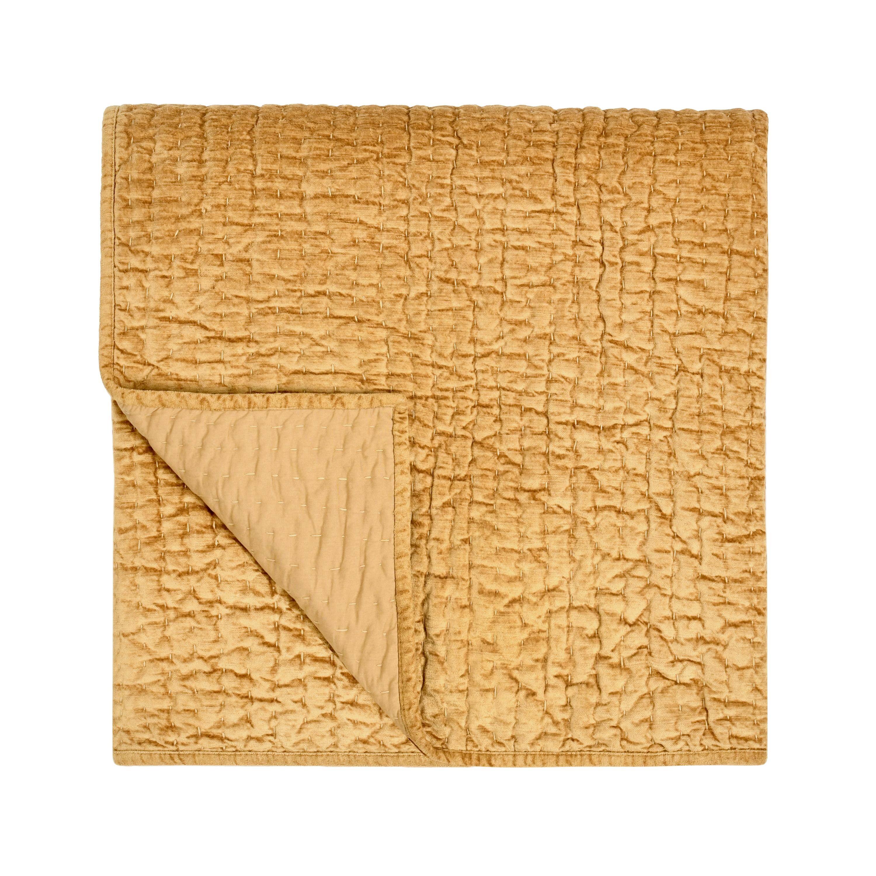 Manhattan Lane Romie King Kantha Quilt, Hand Stitched Honey Rayon ...