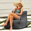 Front. Jaxx - Jaxx Ponce Outdoor Bean Bag Chair - Weather Resistant Patio and Poolside Lounge Seating, Charcoal Sunbrella - Charcoal.