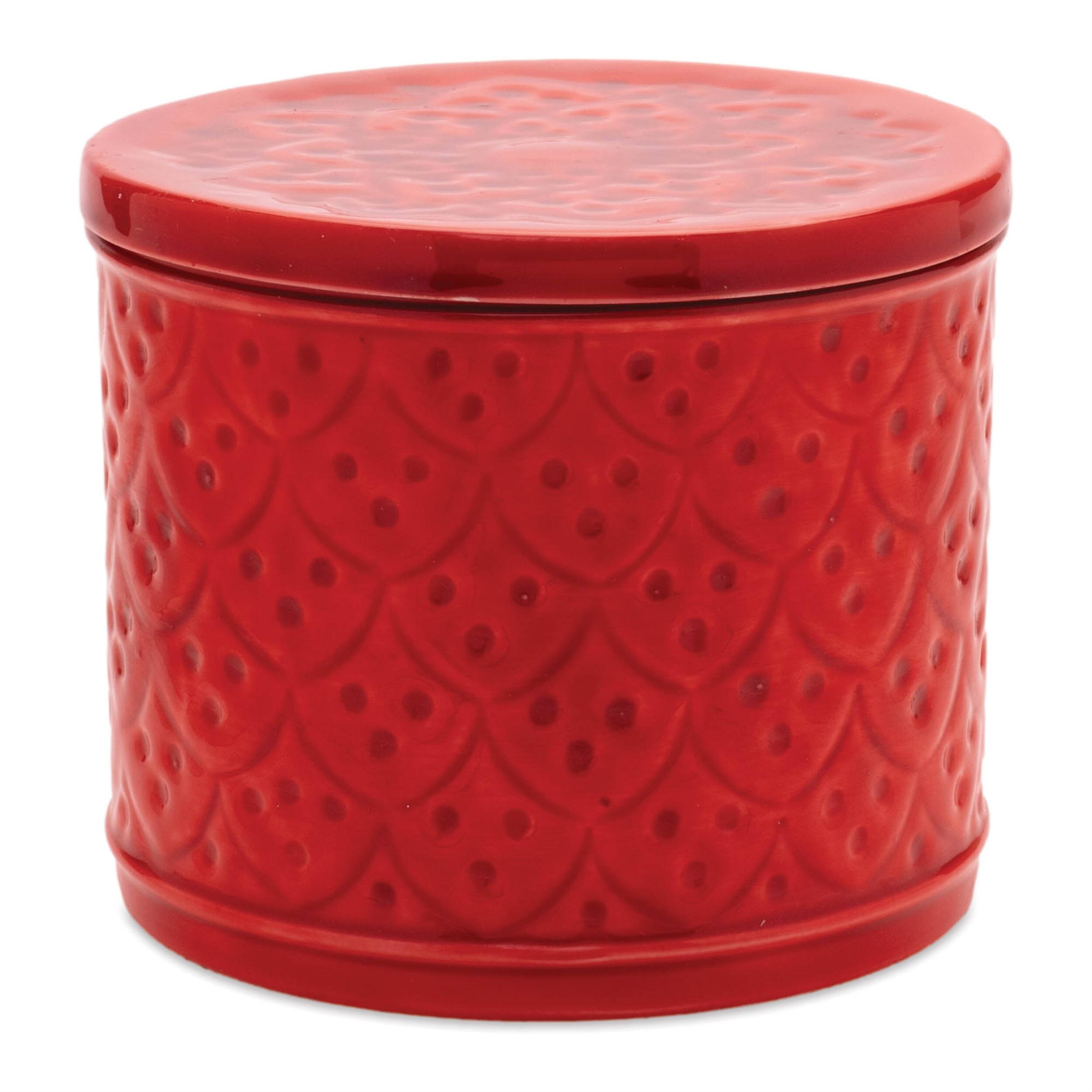 Angle. BreeBe - Red Metal Container with Lid (Set of 2) - Red.