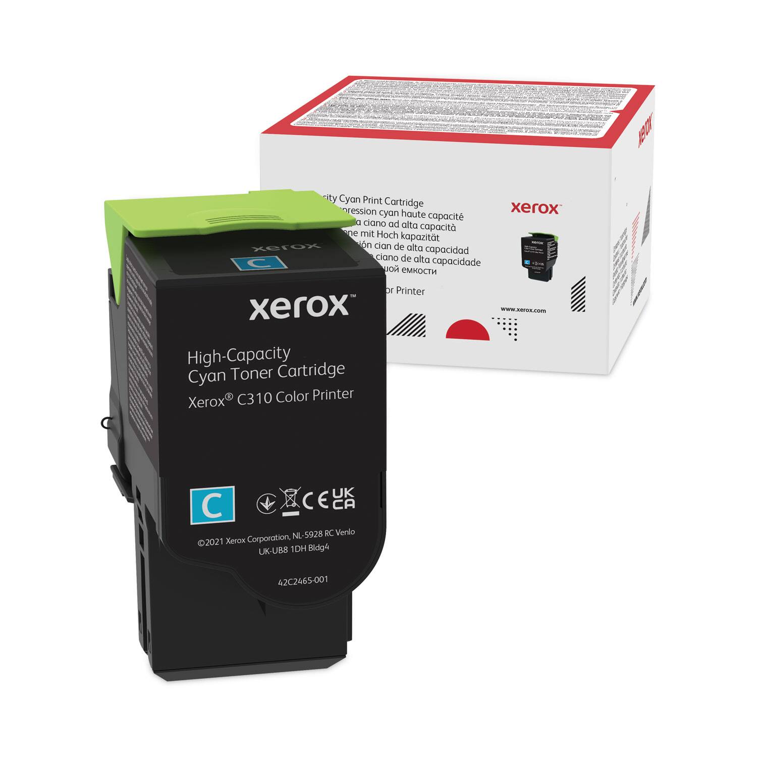 High-Capacity Cyan Toner Cartridge  
Xerox® C310 Color Printer  

©2021 Xerox Corporation, NL-5928 RC Venlo  
UK-UB8 1DH Bldg4  
42C2465-001  

www.xerox.com  

CE  
CA  
NL-5928 RC Venlo  
2021  
Xerox Corporation, UK-UB8 1DH Bldg4  
42C2465-001