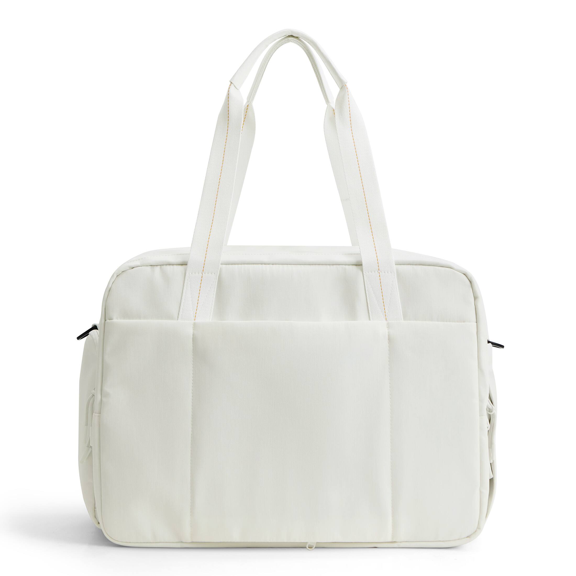 Back. Bagsmart - Moss 30L Weekender Duffle Bag, Water-Resistant Overnight Bag with 15.6" Laptop Compartment for Travel & Commute - Dew White.