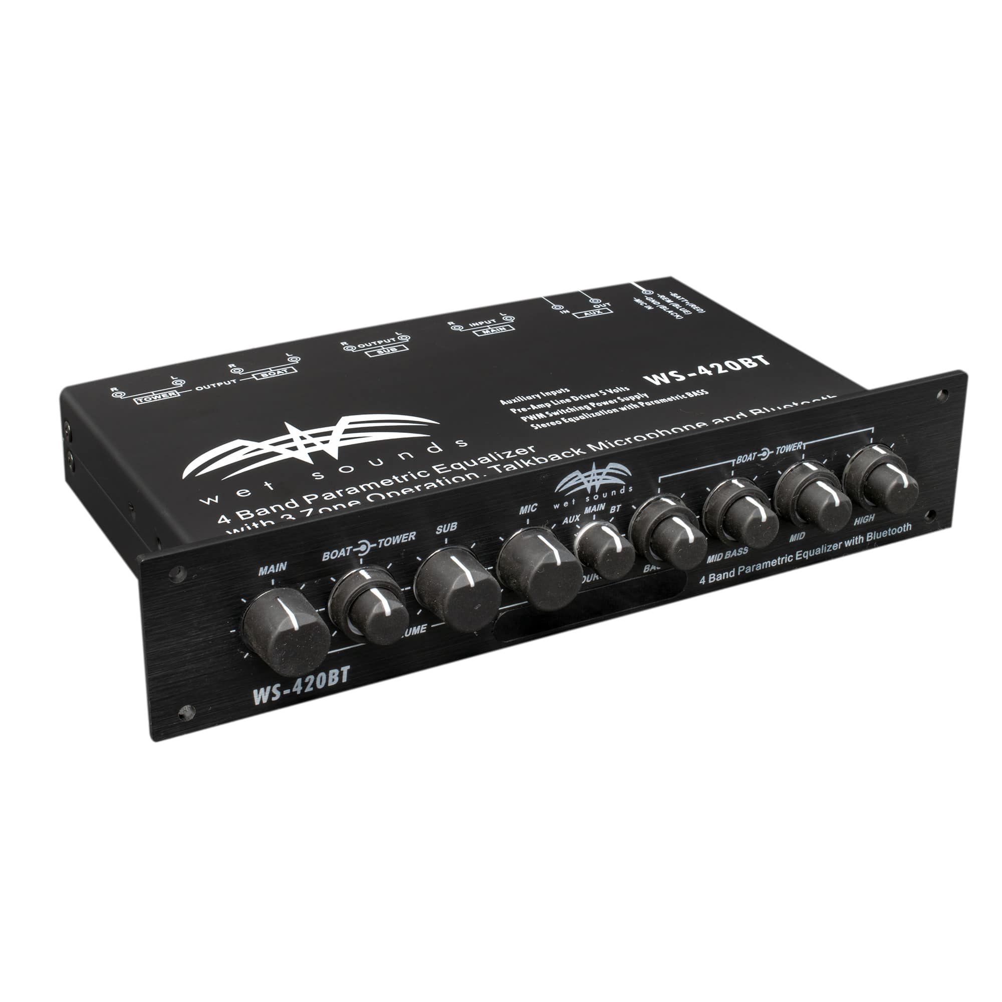 Wet Sounds - WS-420BT 4-Band Parametric EQ with Bluetooth Three Zone Control - Black/Gray