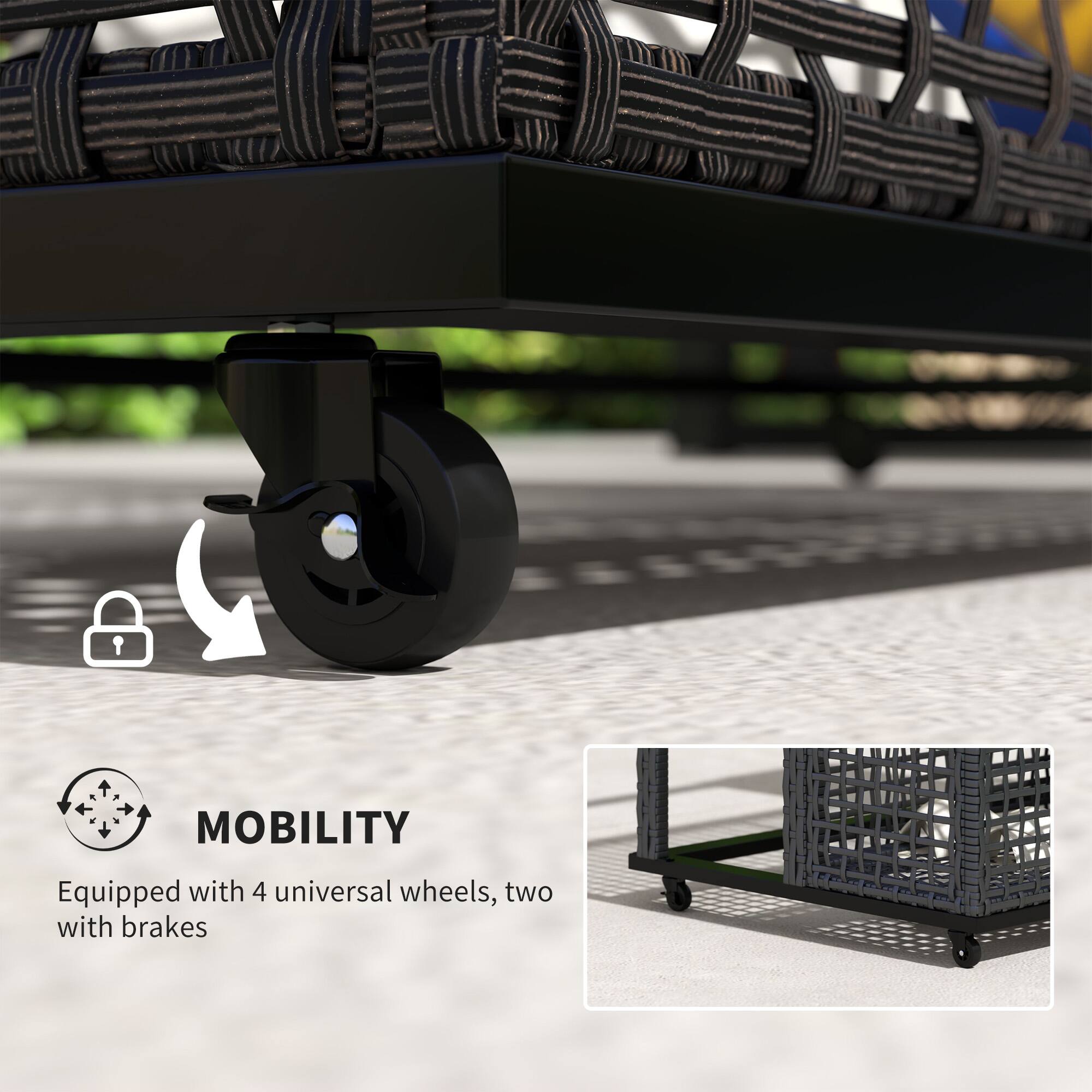 MOBILITY
Equipped with 4 universal wheels, two with brakes