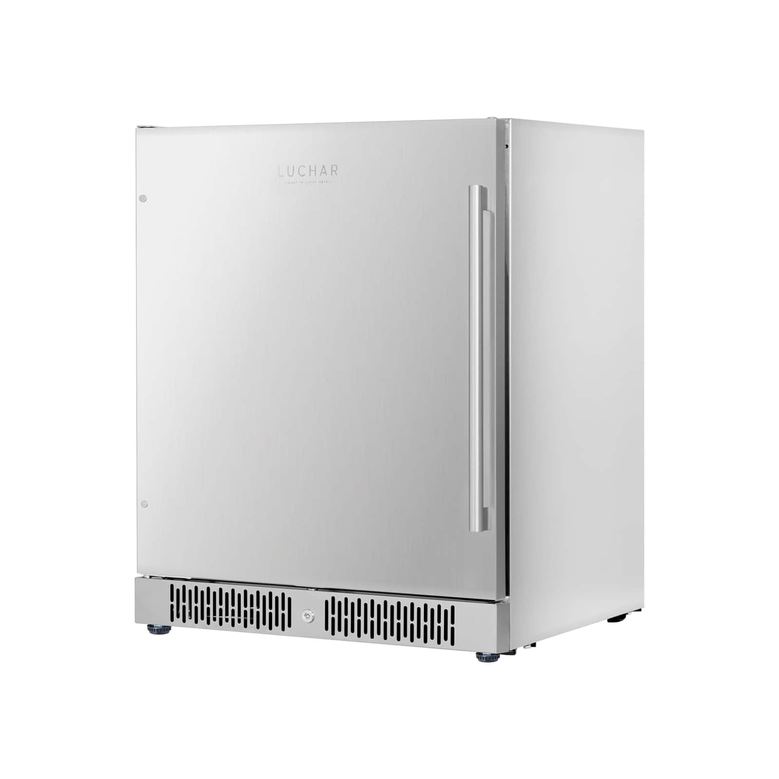 Akicon - Luchar 24” Mini Beverage Refrigerator with Glass Door Holds 164 Cans Built-in for Home - Stainless Steel