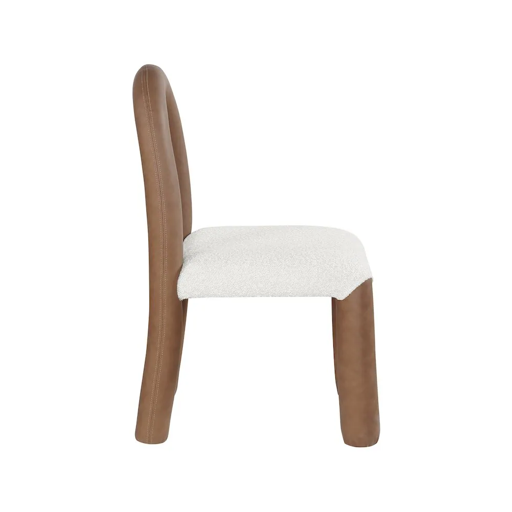 Alt View 3. Meridian Furniture - Amari Brown Vegan Leather and Boucle Fabric Dining Chair, Set of 2 - Brown.