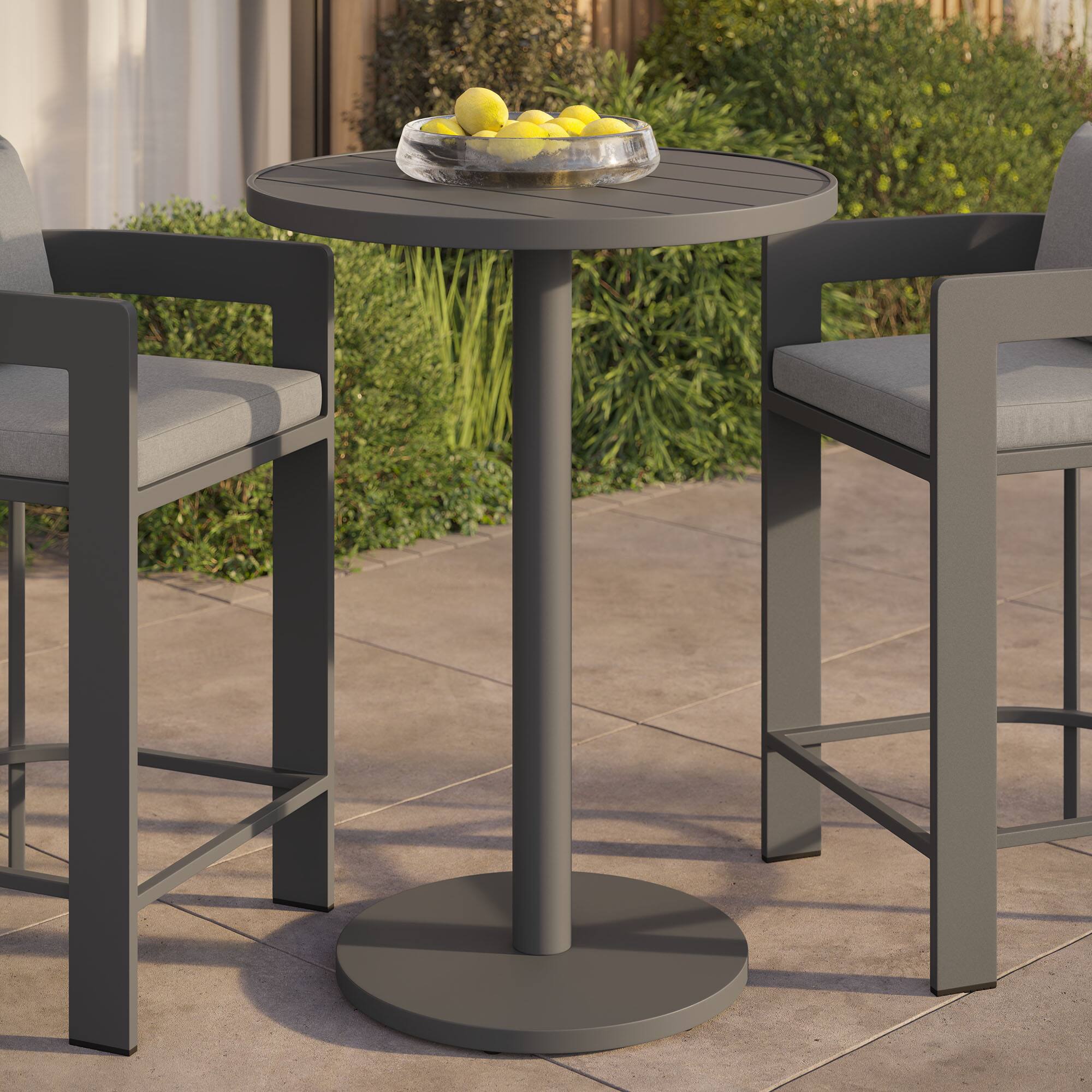 Front. Modway - Tahoe 31 Inch Round Outdoor Aluminum Bar Table by Modway - Gray.