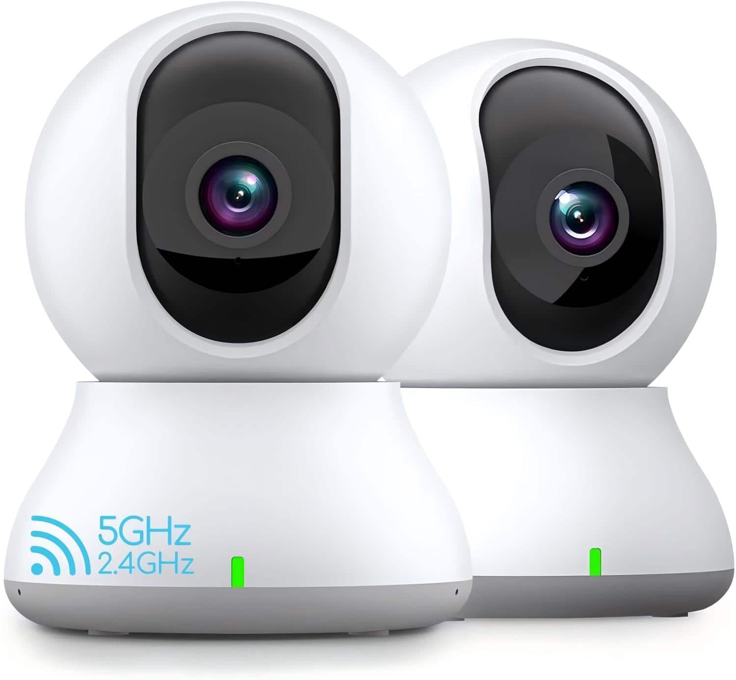 Luckbyte - 2K 360° Home Security Camera 2-Pack, Baby Monitor & Dog Camera - White