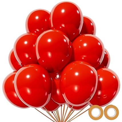 Front. ESBANY - Red Balloon 110pcs, Red Latex Balloons12 inch for Birthday Valentine's Day Wedding(with 2 Ribbons). - Red.