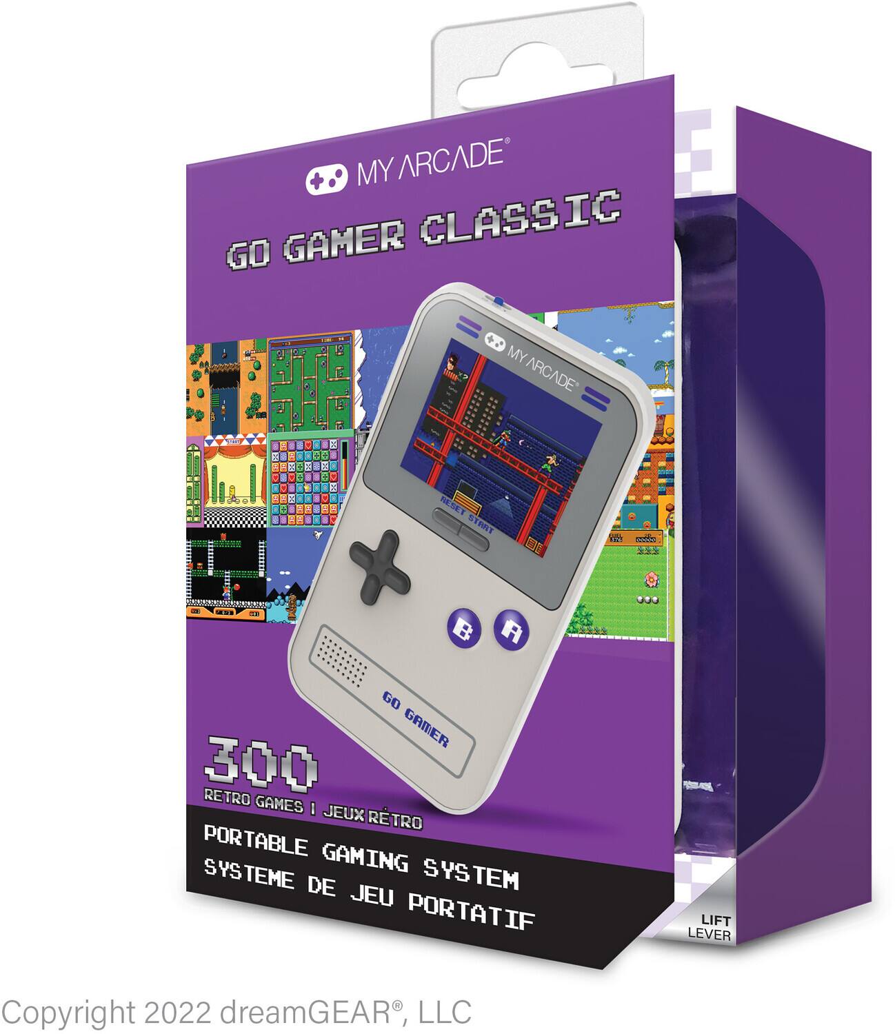 MY ARCADE  
GO GAMER CLASSIC  

300 RETRO GAMES | JEUX RÉTRO  
PORTABLE GAMING SYSTEM | Système de Jeu Portatif  

Copyright 2022 dreamGEAR®, LLC